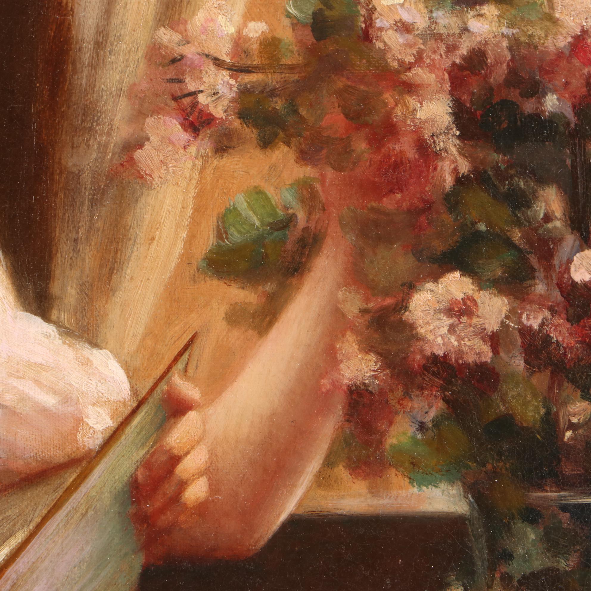 A.B. Mellish Oil Painting of Mother and Daughter