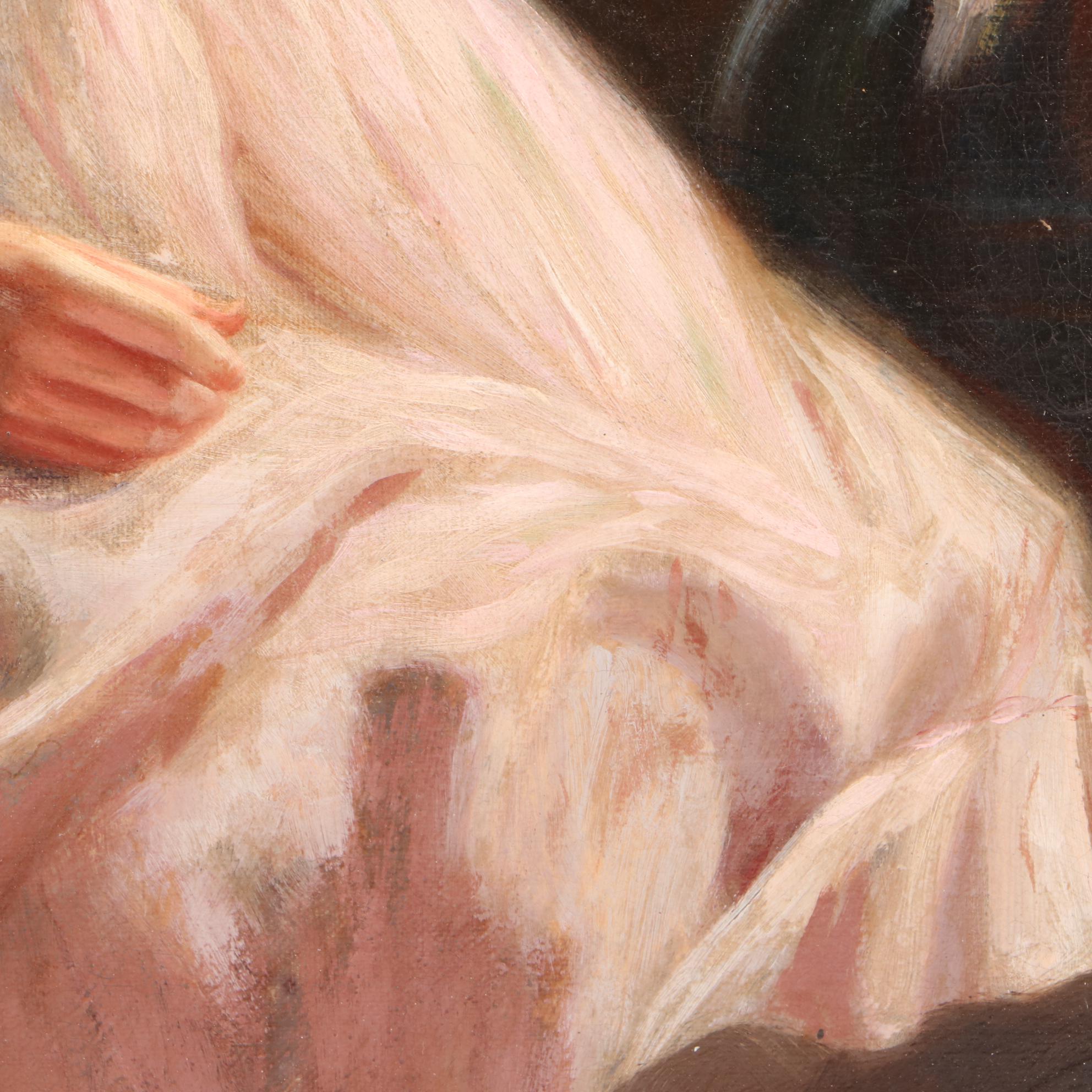 A.B. Mellish Oil Painting of Mother and Daughter