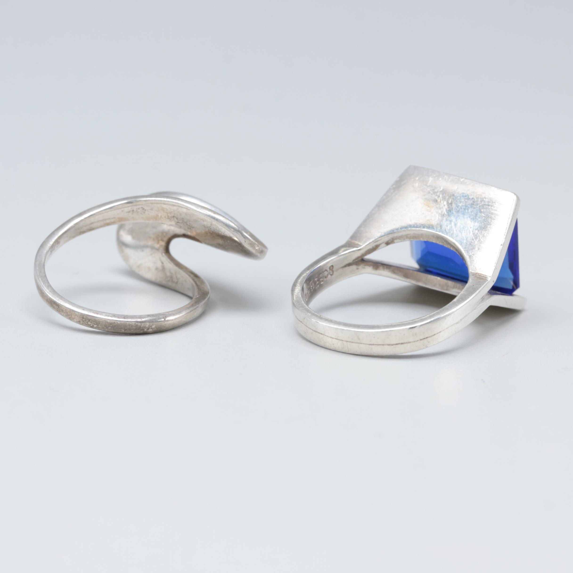 Sterling Silver Rings with Enamel and Imitation Turquoise