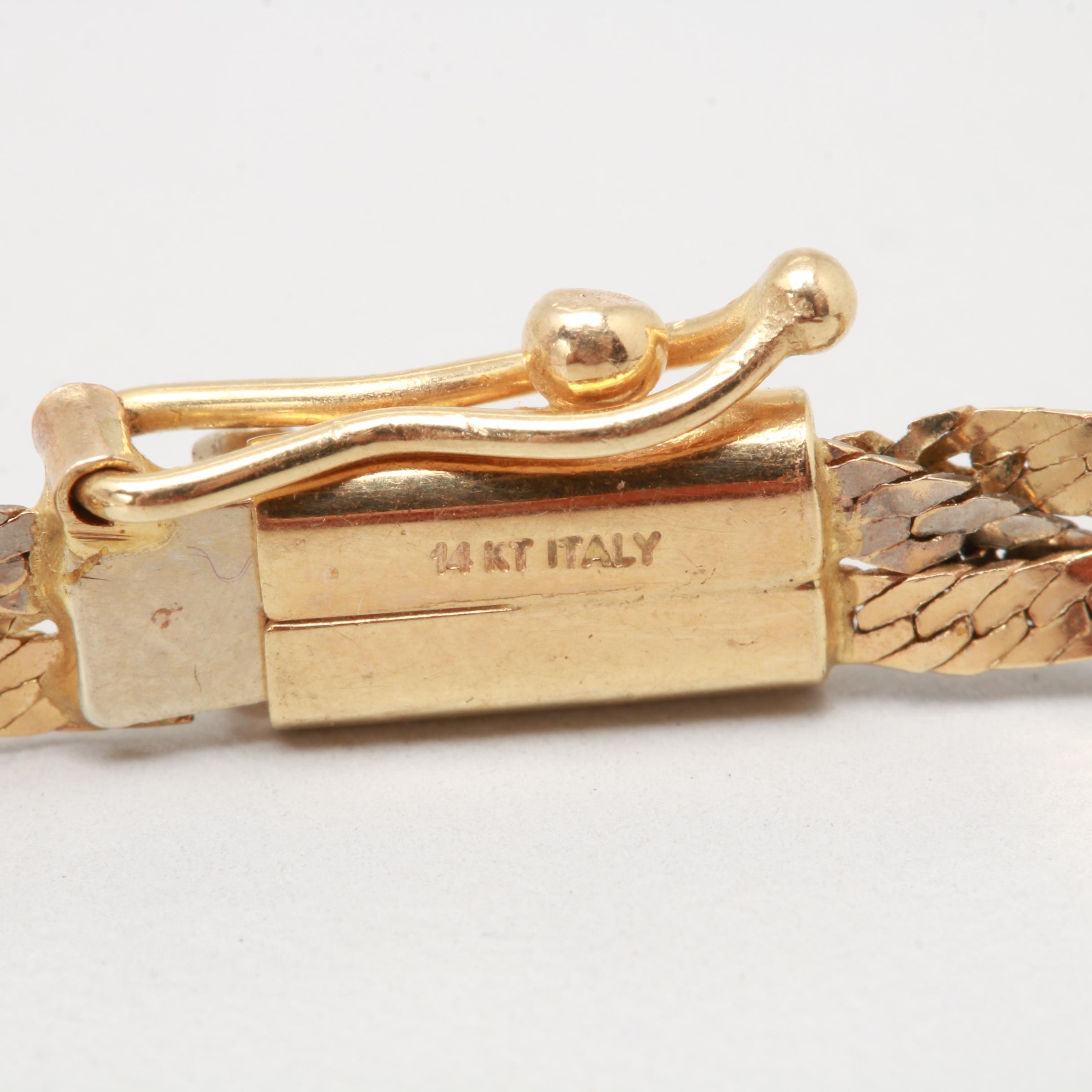 14K Tri-Color Gold Herring Bone Braided Necklace