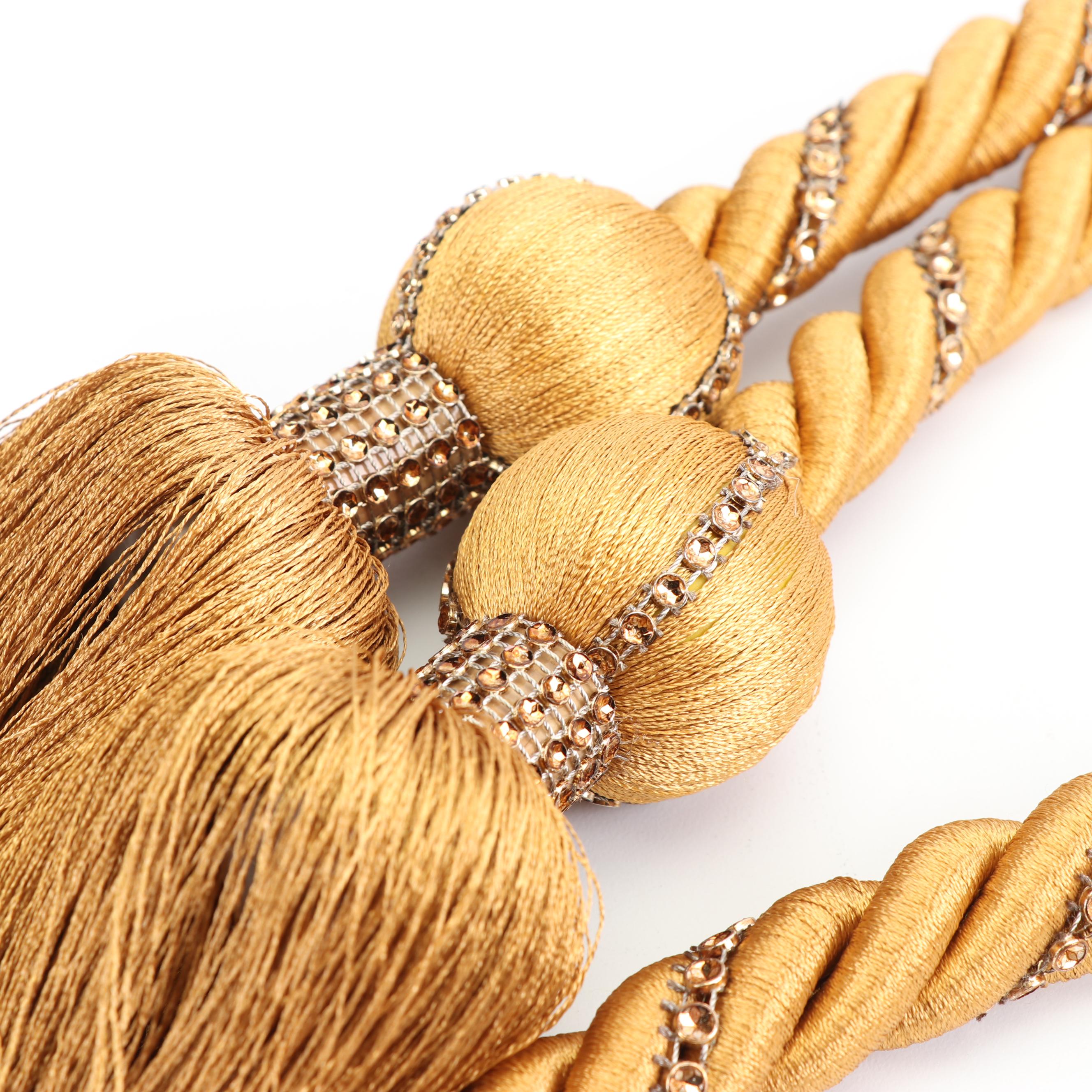 Silk Curtain Tie Back Singles with Ornamental Embellishments