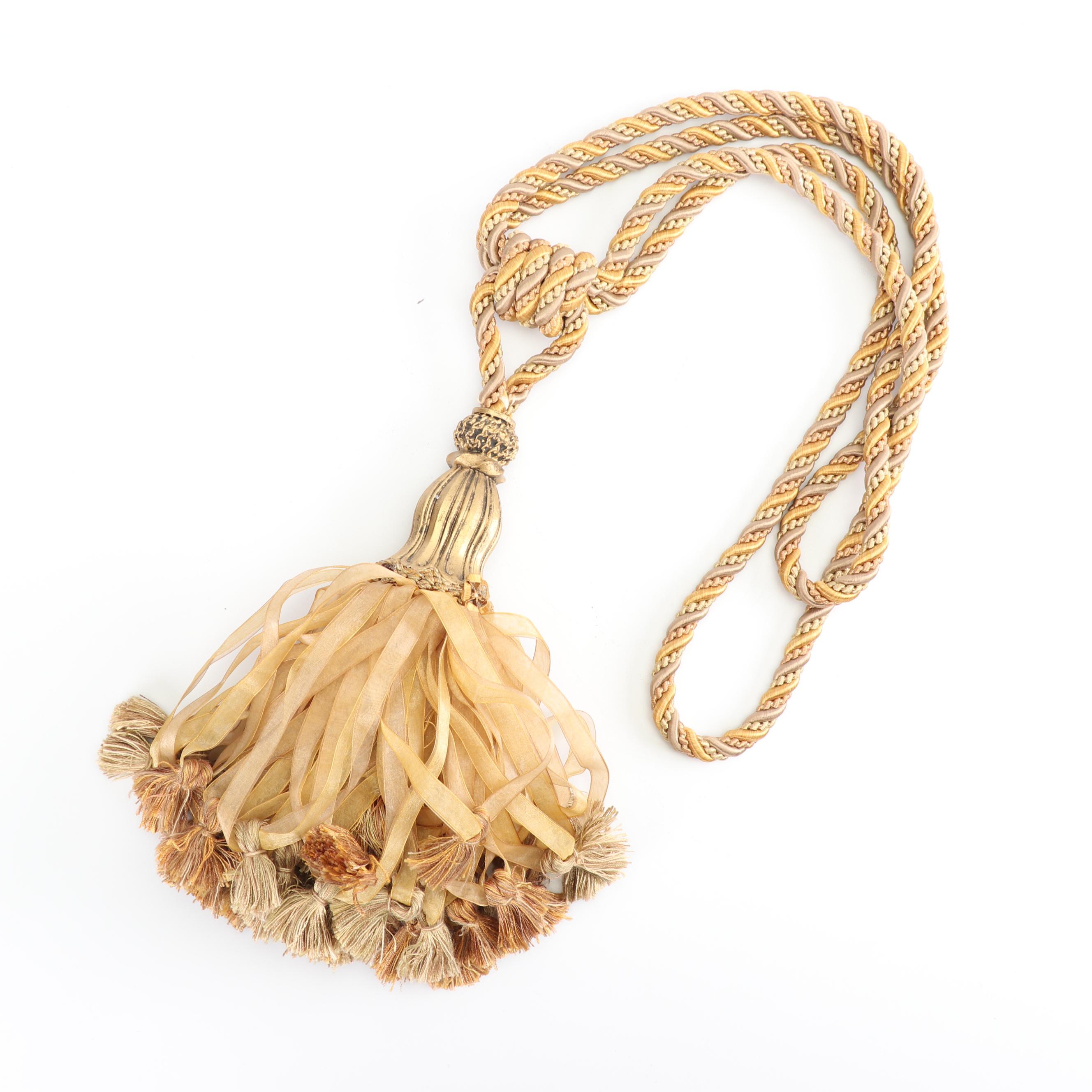 Silk Curtain Tie Back Singles with Ornamental Embellishments