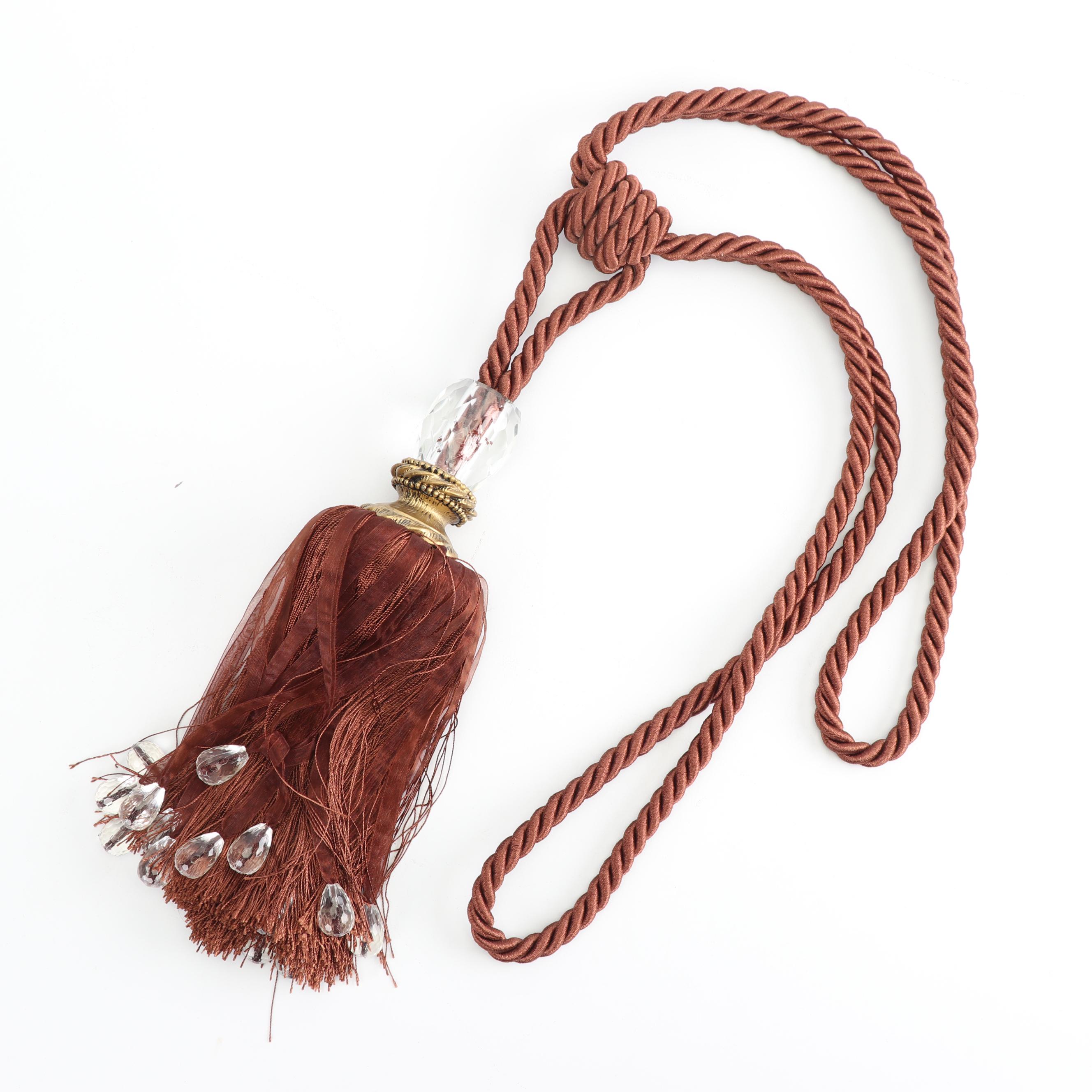 Silk Curtain Tie Back Singles with Ornamental Embellishments