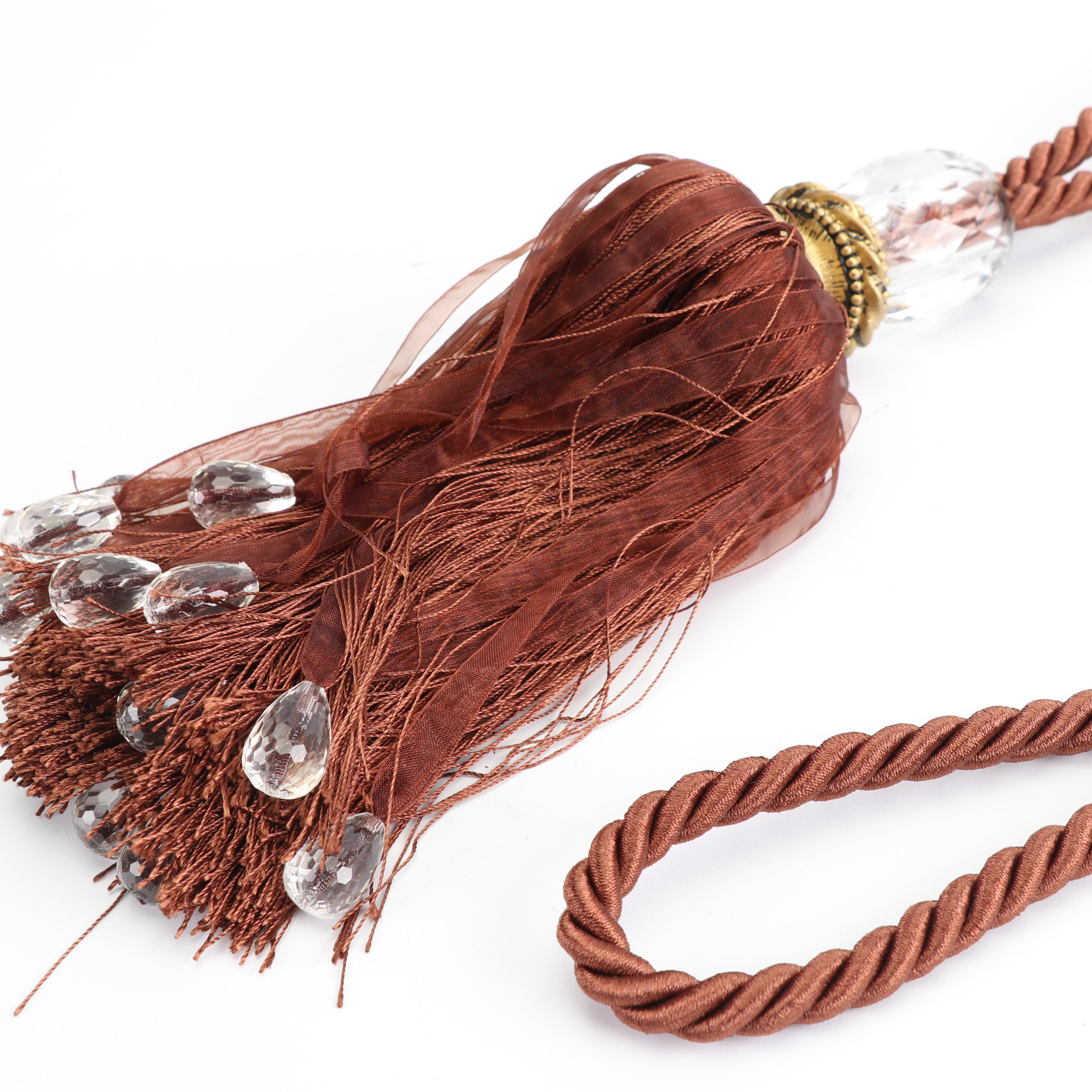 Silk Curtain Tie Back Singles with Ornamental Embellishments