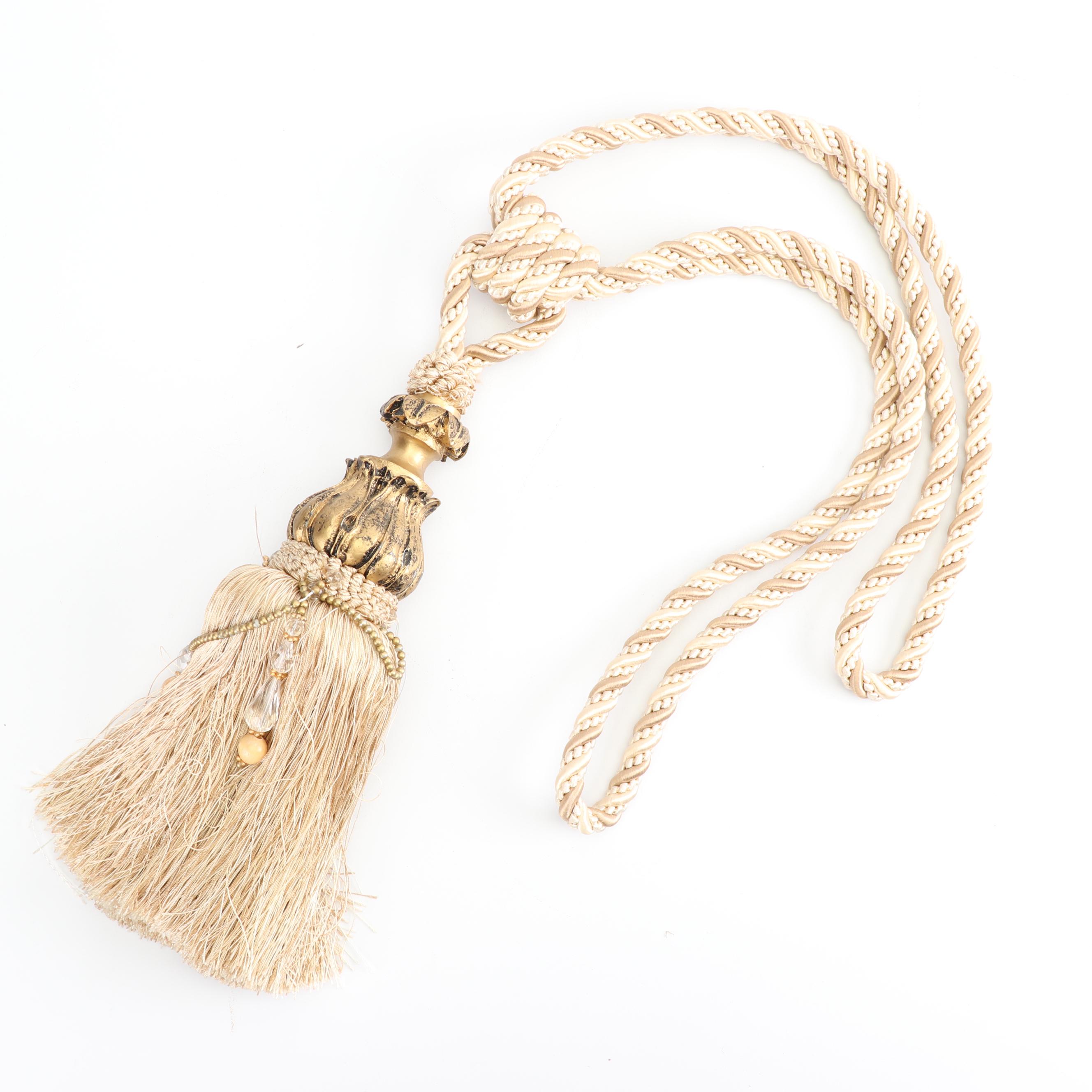 Silk Curtain Tie Back Singles with Ornamental Embellishments