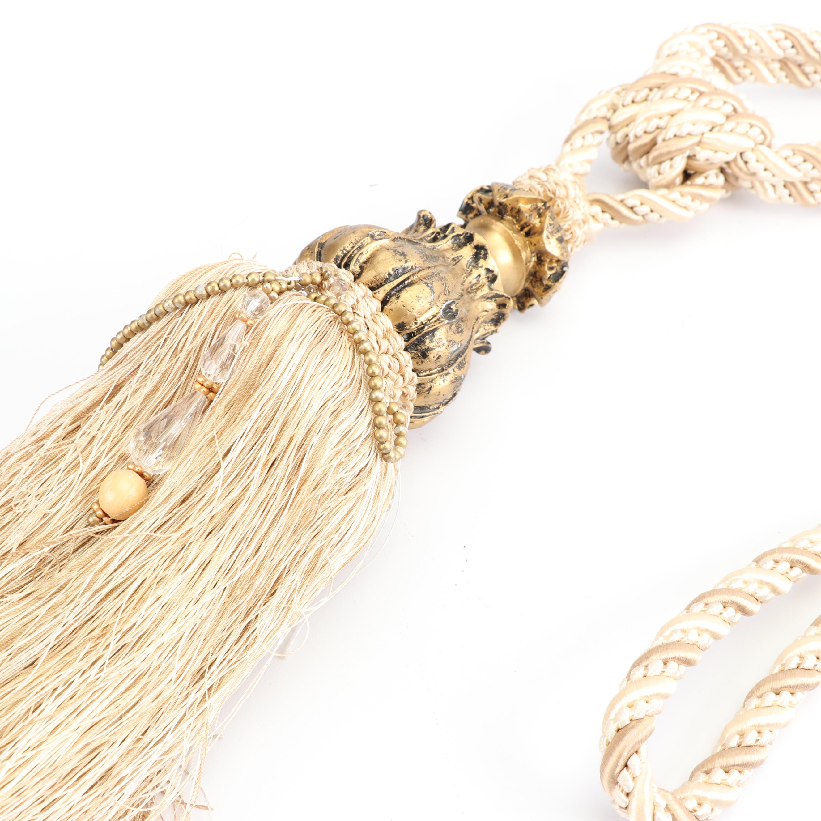 Silk Curtain Tie Back Singles with Ornamental Embellishments