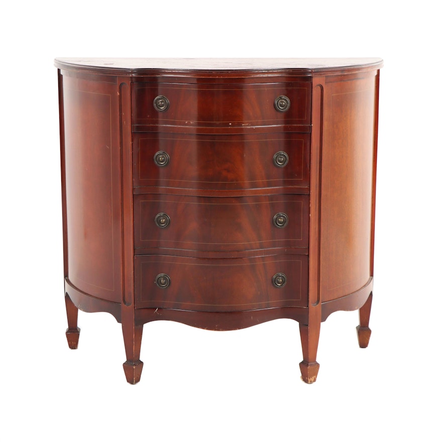 Federal Style Mahogany Demilune Chest of Drawers, Mid 20th Century