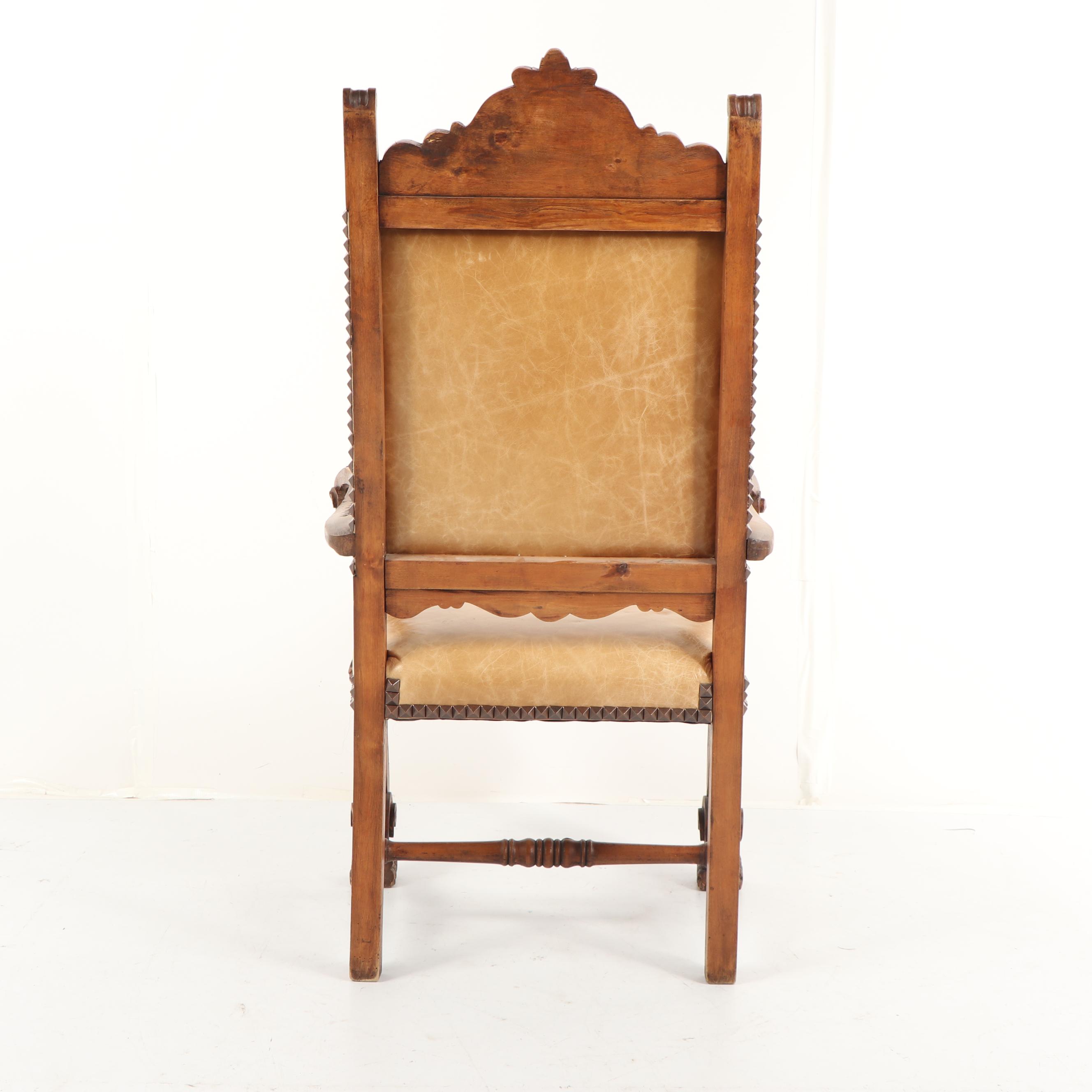 Louis XIII Style Carved Wood Armchair, Early 20th Century
