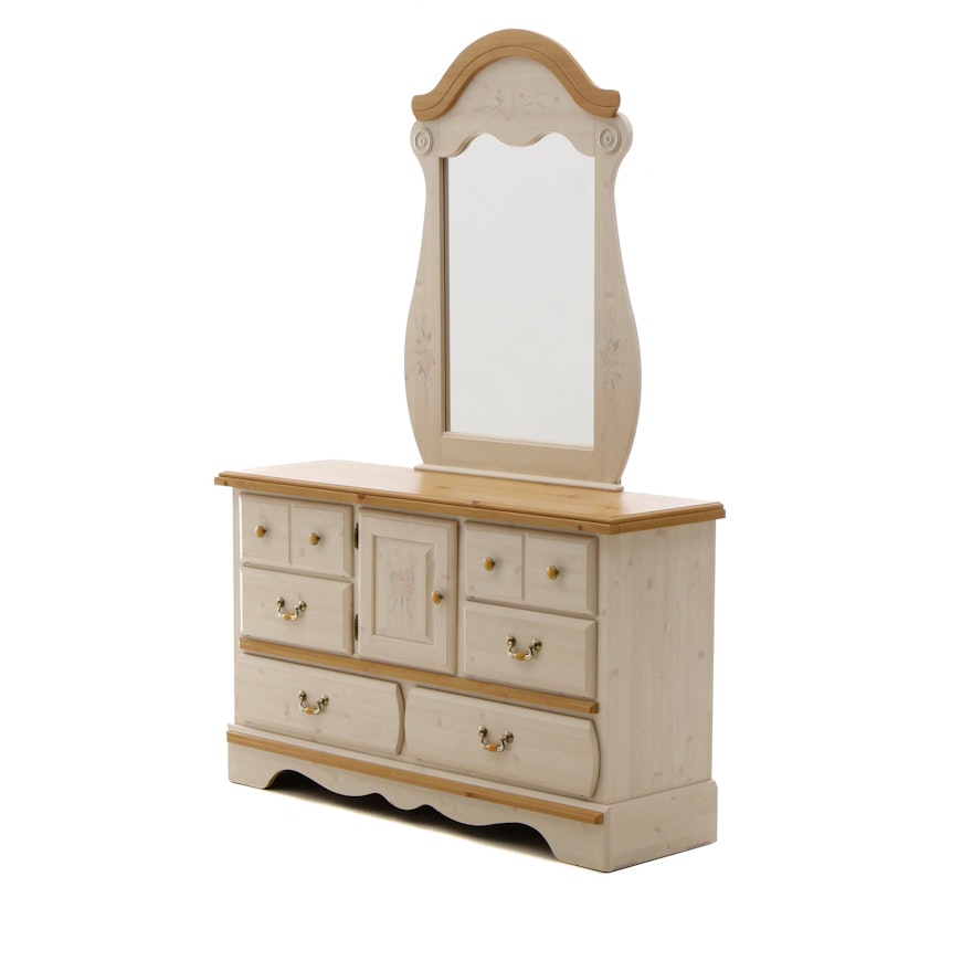 Contemporary Wood and Laminate Chest of Drawers with Mirror by Kathy Ireland