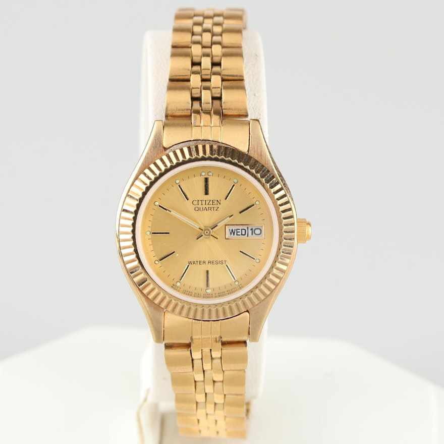 Citizen Gold Tone Quartz Wristwatch With Date Window