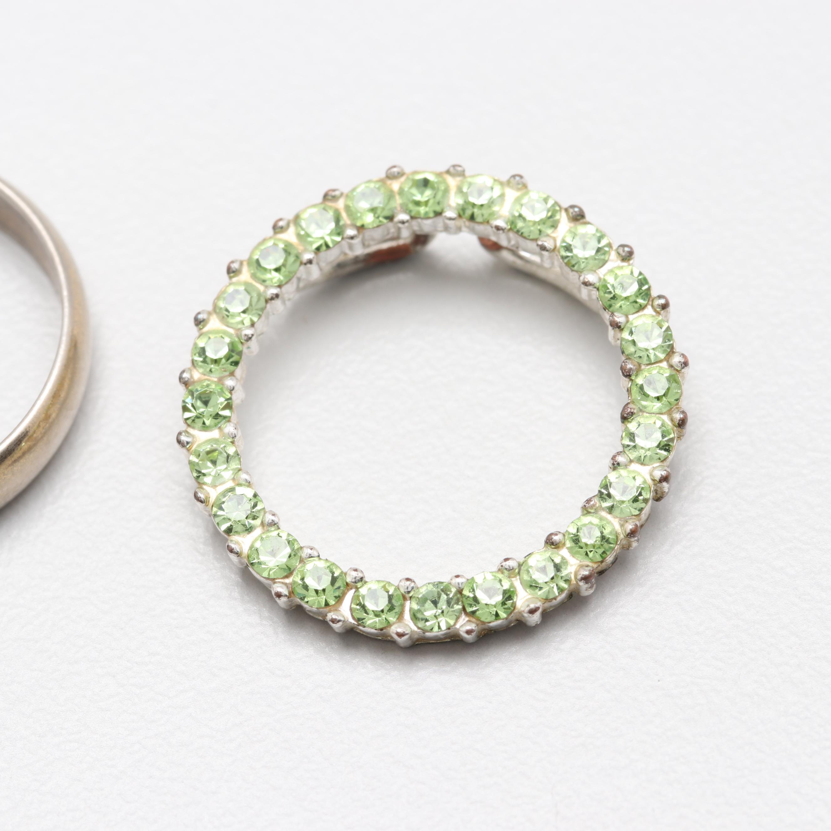 Silver Tone Glass Pendants and Ring