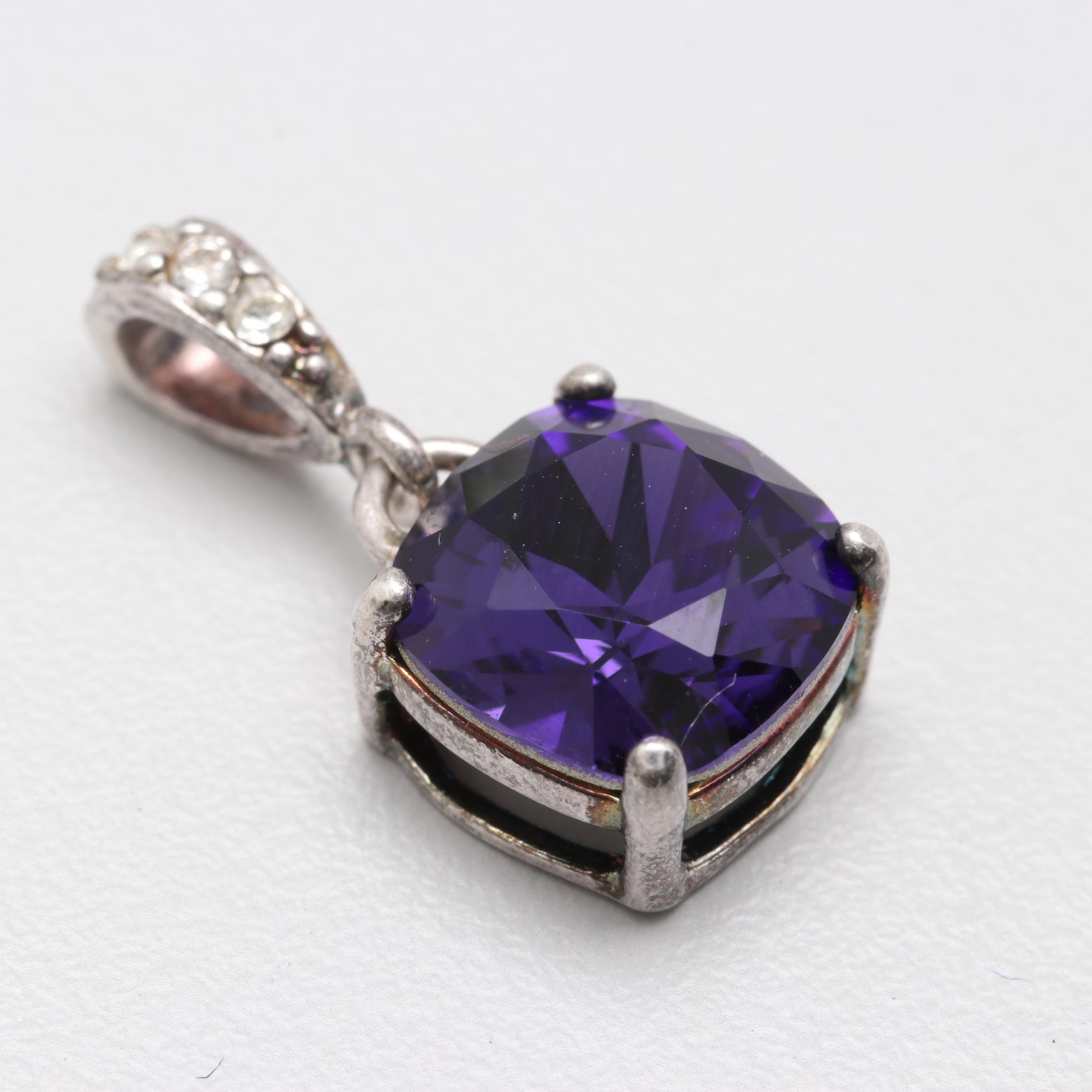 Silver Tone Glass Pendants and Ring