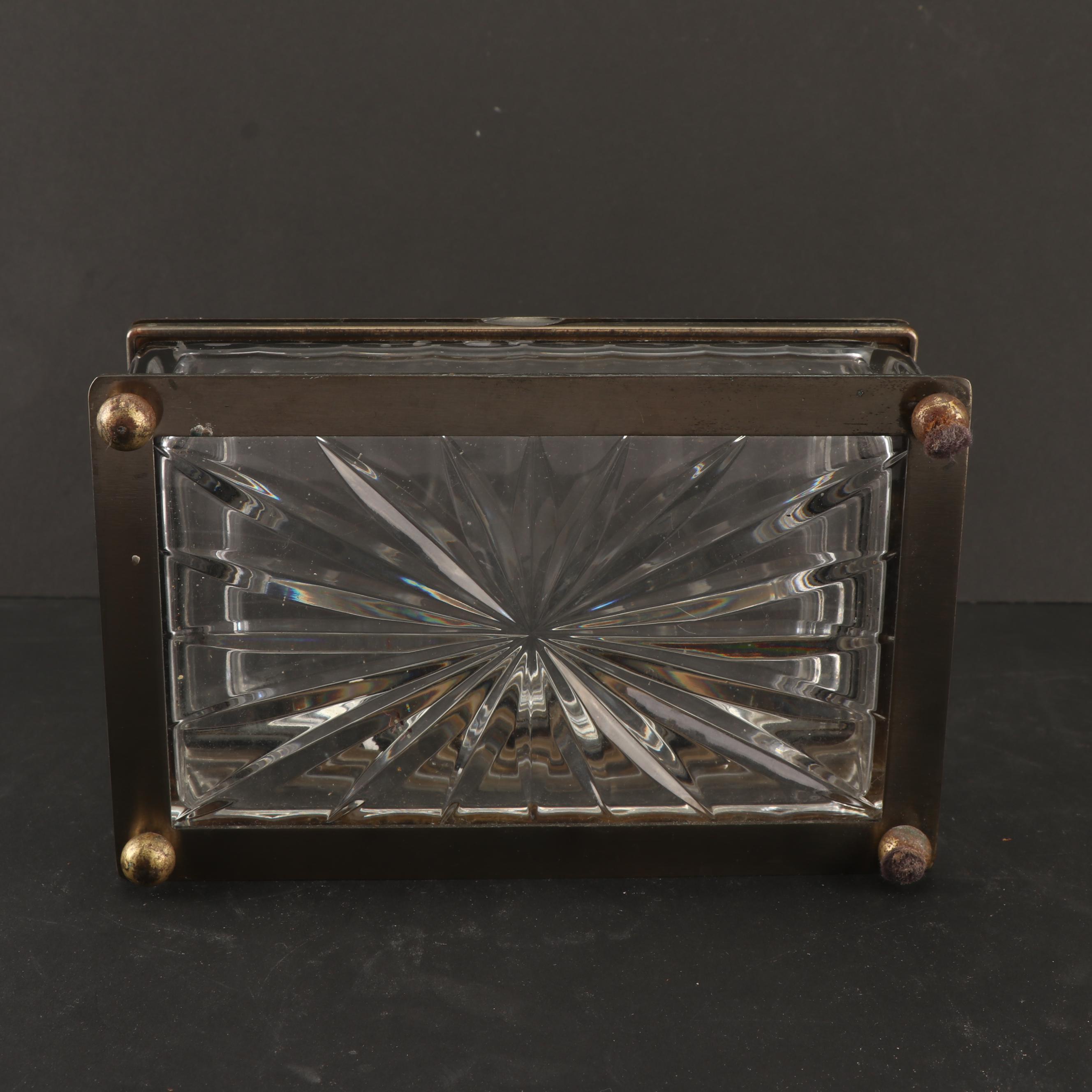 Decorative Crystal Box with Bud Vase and Mantel Clock