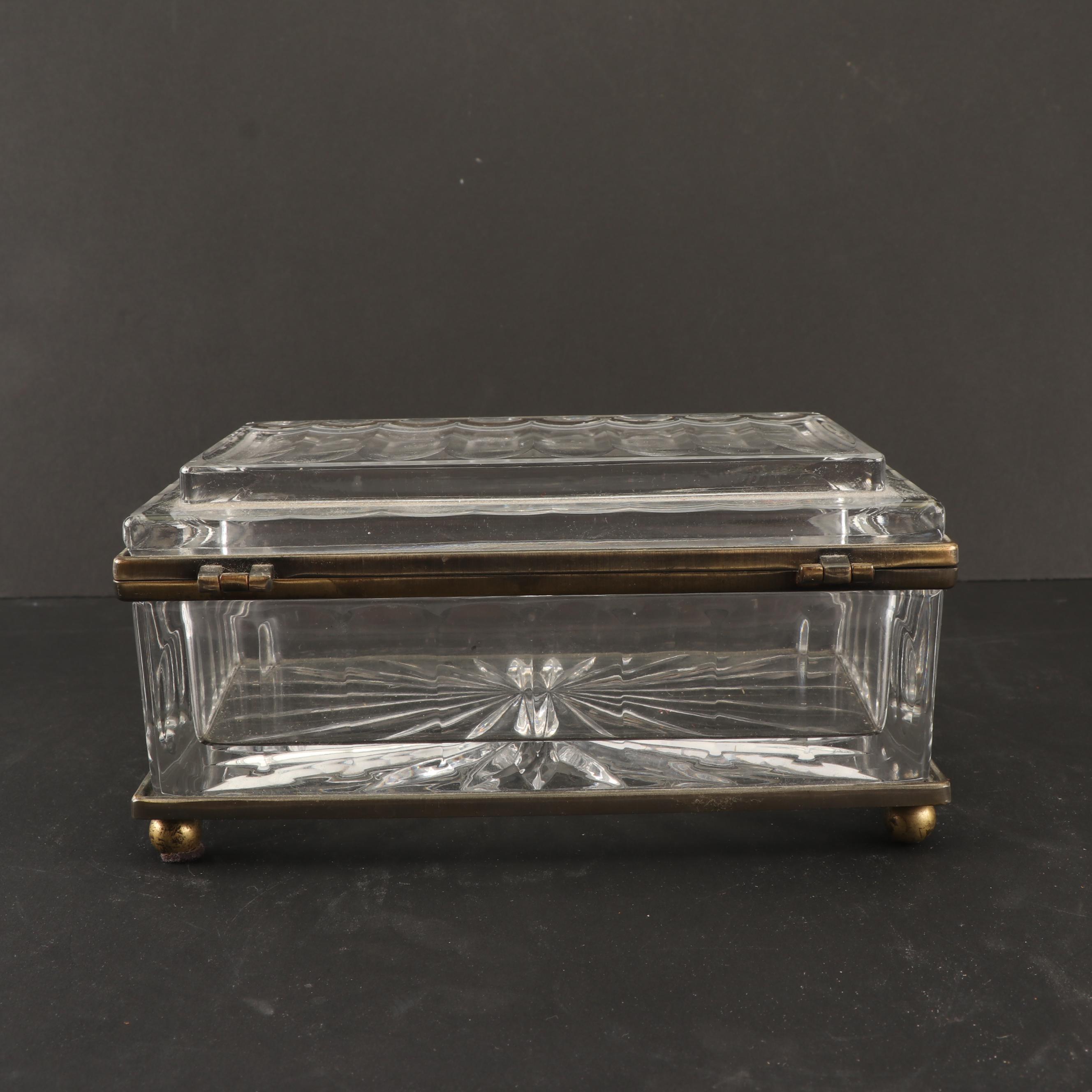 Decorative Crystal Box with Bud Vase and Mantel Clock