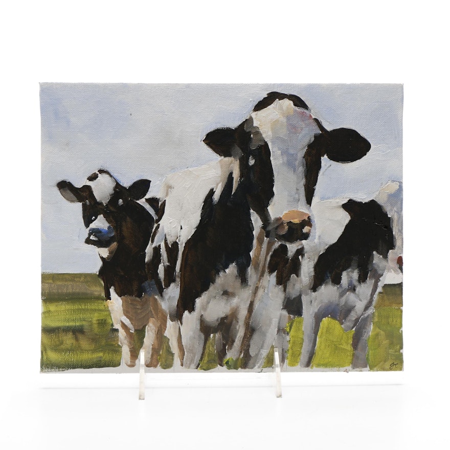 James Coates Oil Painting of Holstein Cattle