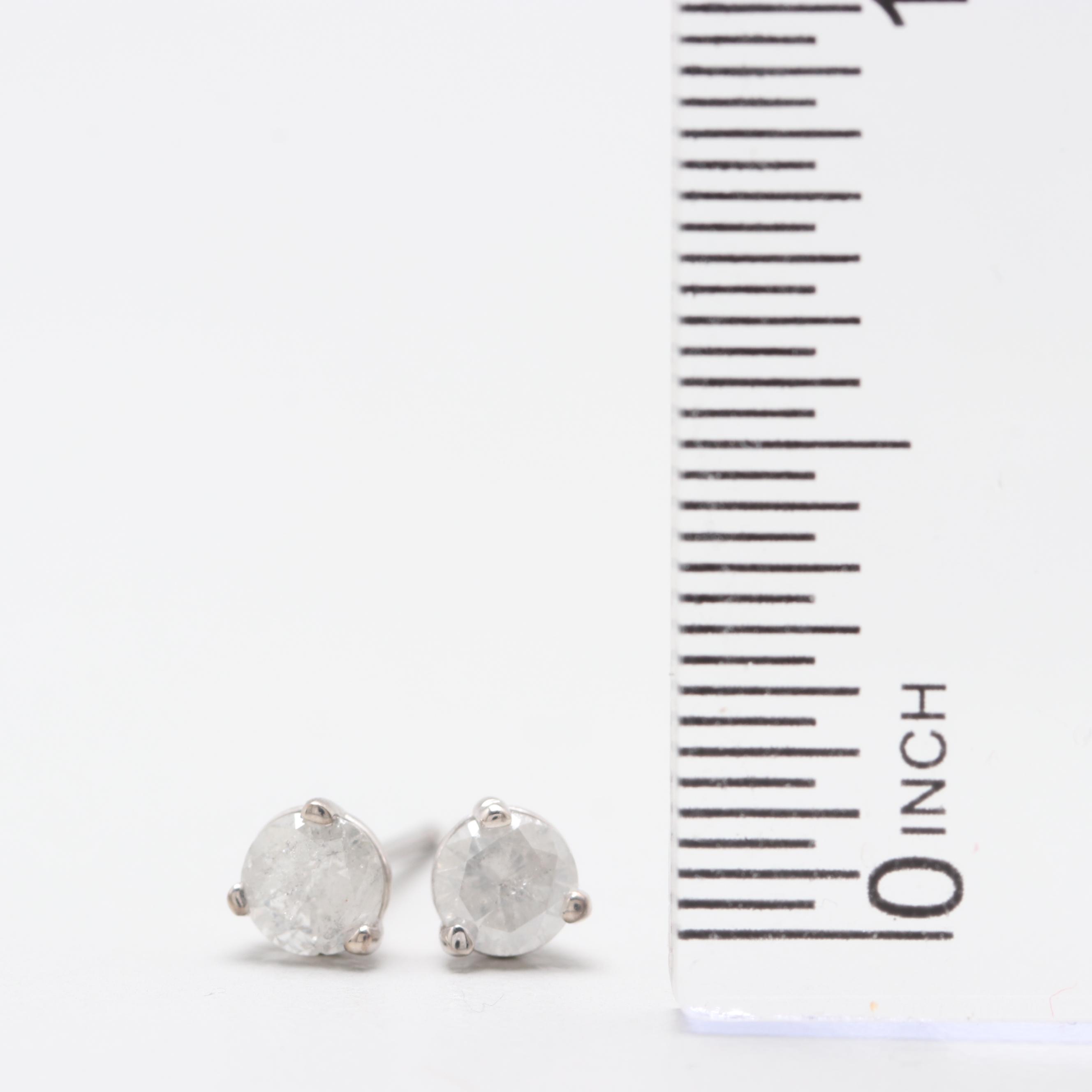 14K White Gold Diamond Stud Earrings