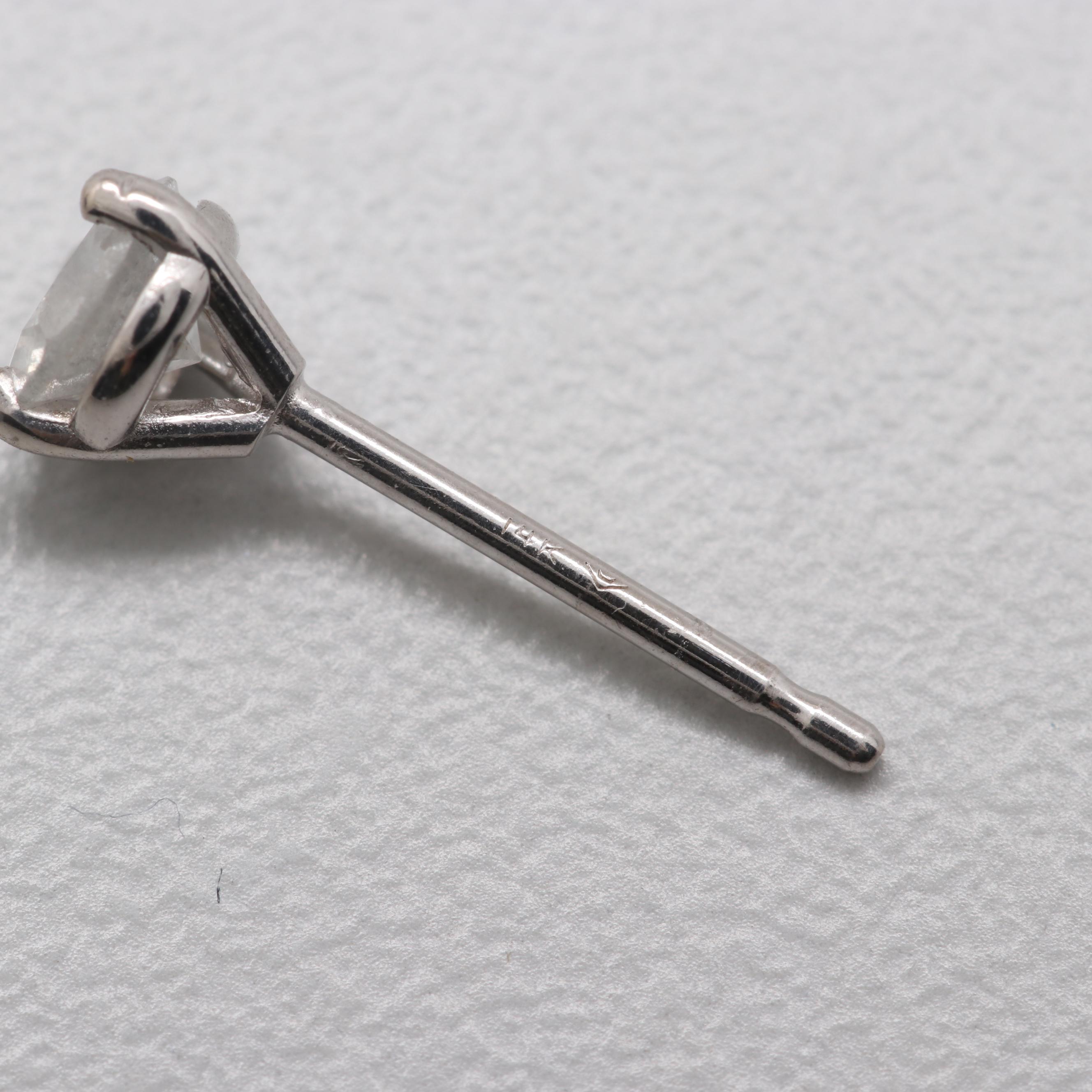 14K White Gold Diamond Stud Earrings