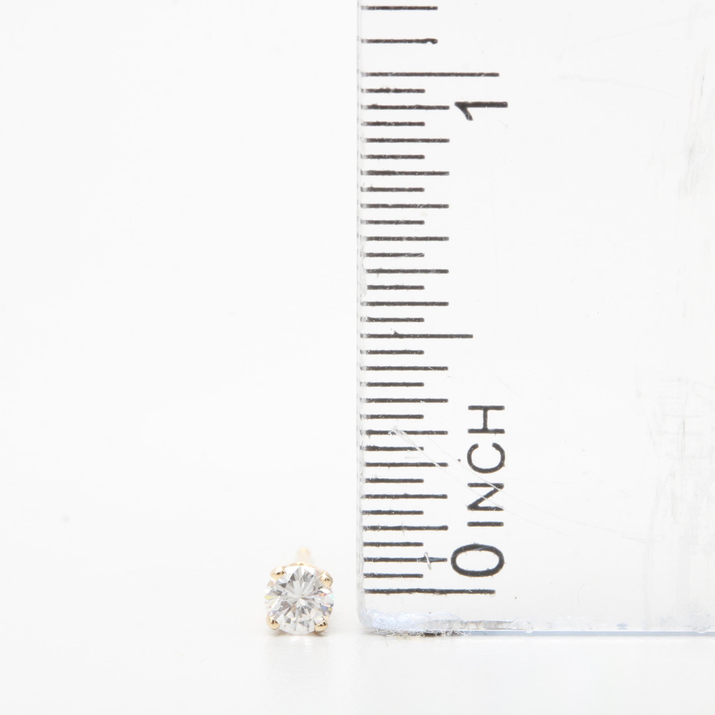 14K Yellow Gold Diamond Stud Earrings