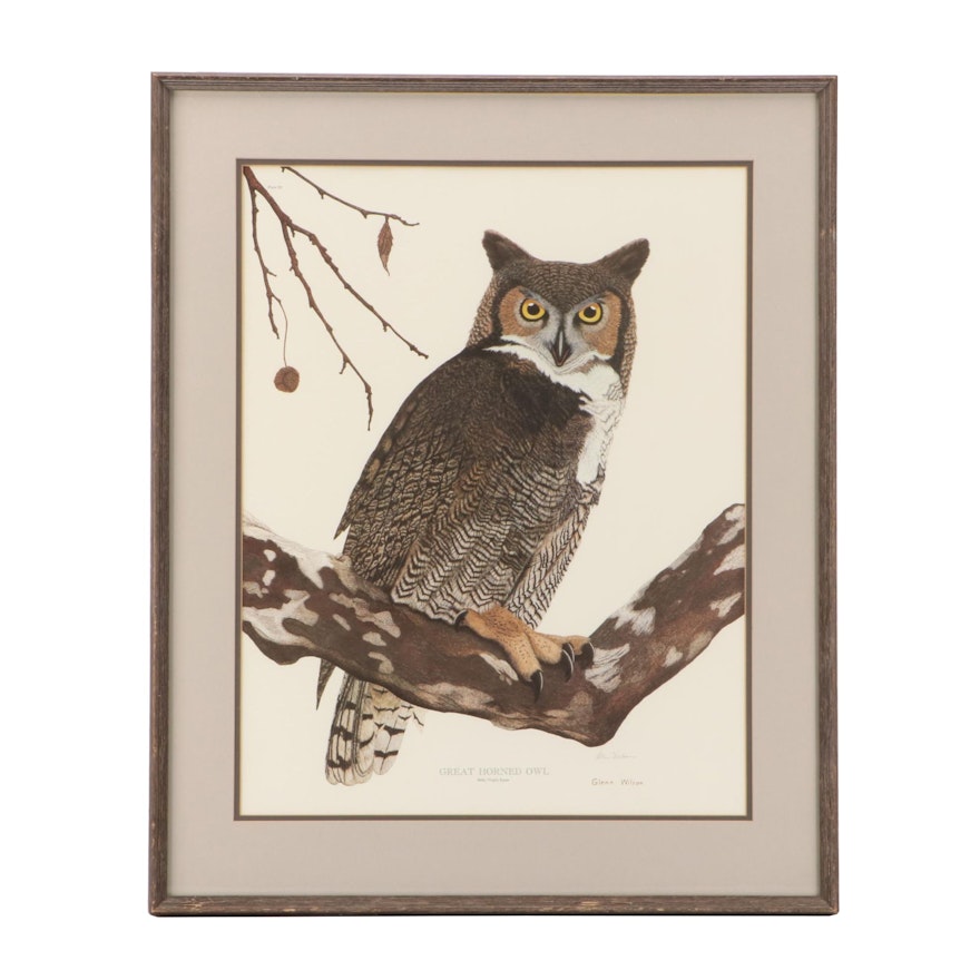 Glenn Wilson Offset Lithograph "Great Horned Owl"