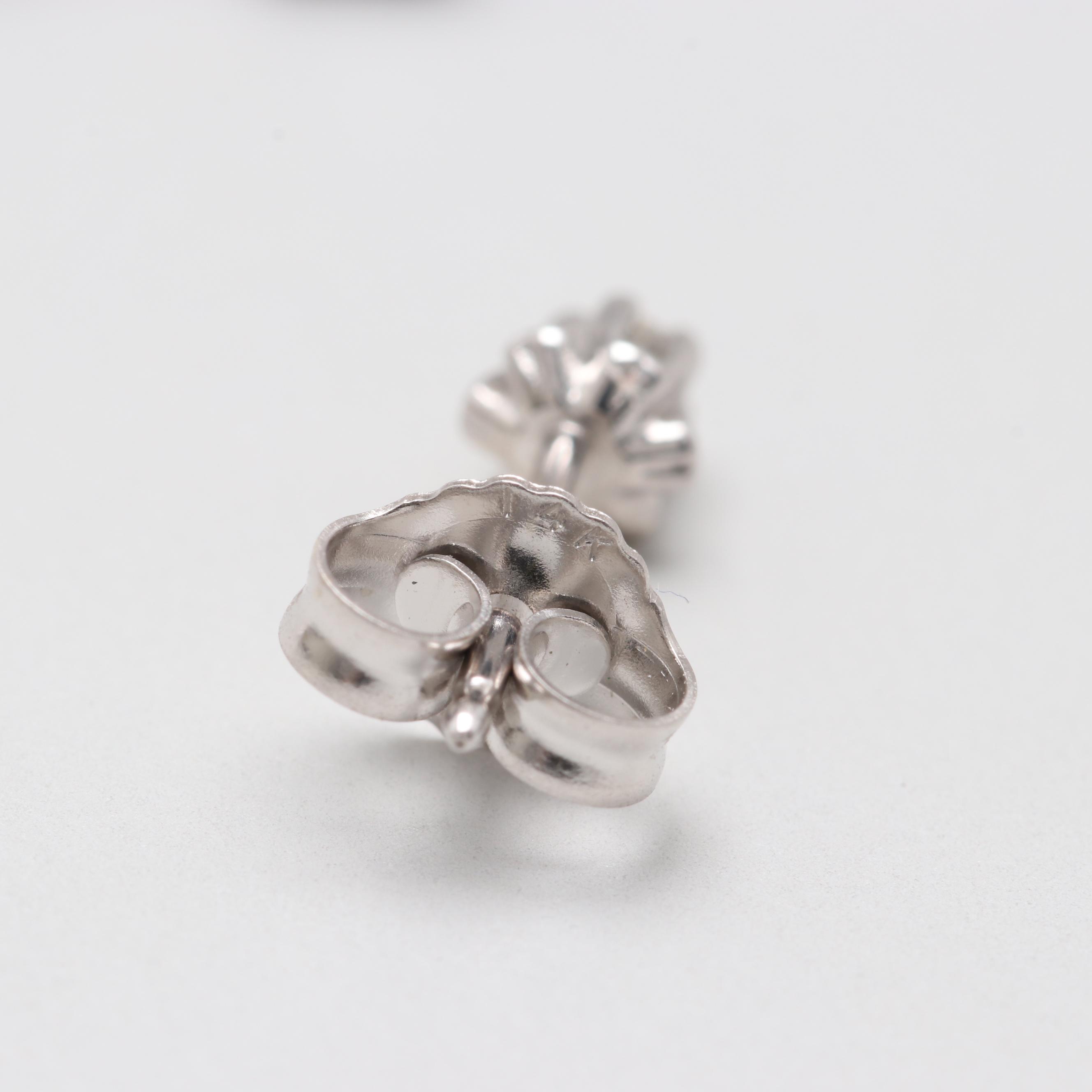 14K White Gold Diamond Stud Earrings