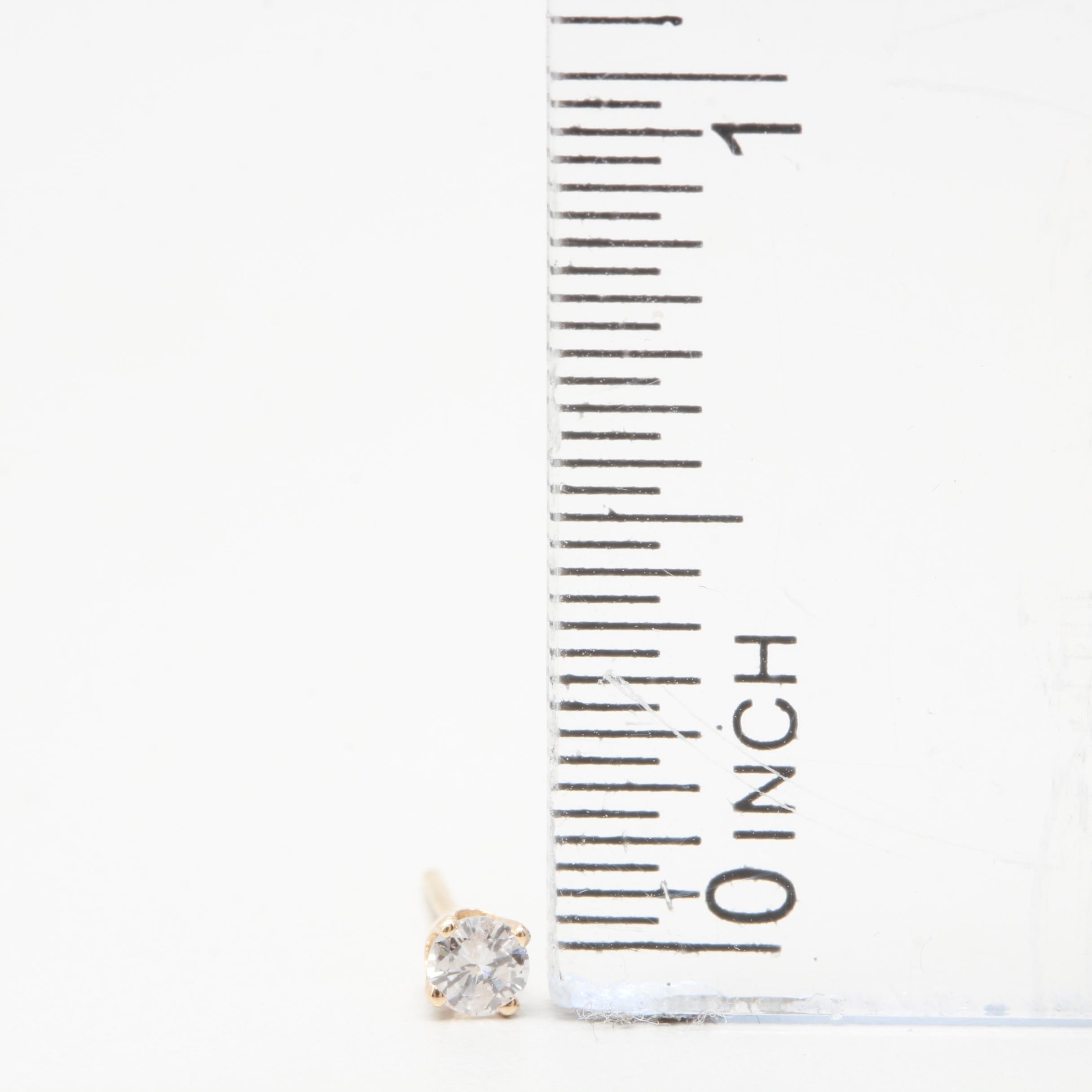 14K Yellow Gold Diamond Stud Earrings