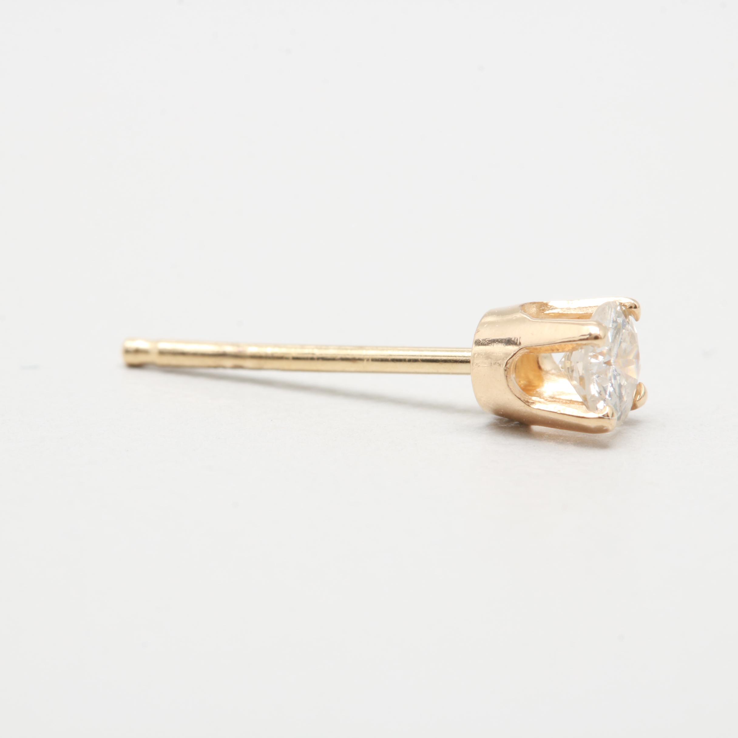 14K Yellow Gold Diamond Stud Earrings