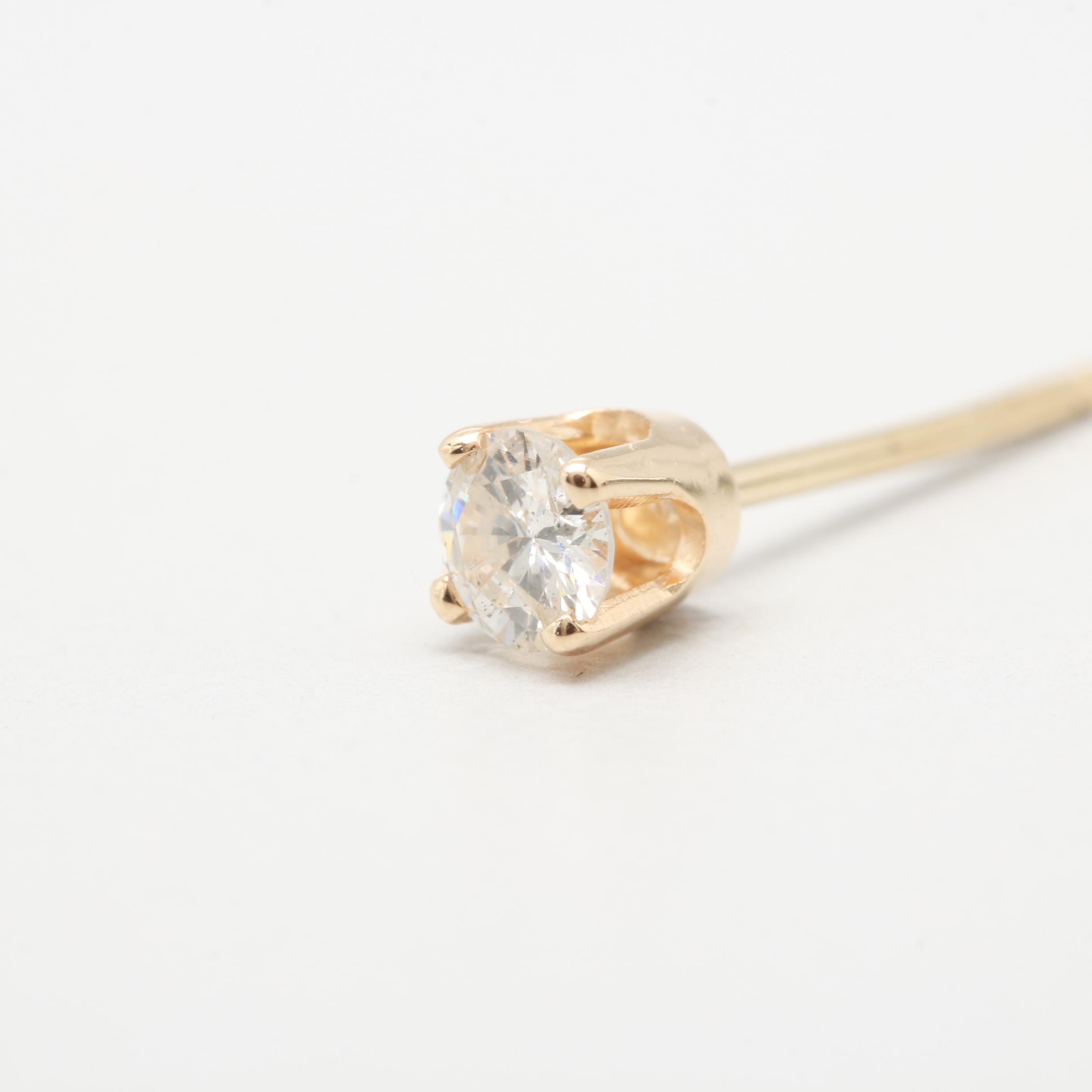 14K Yellow Gold Diamond Stud Earrings