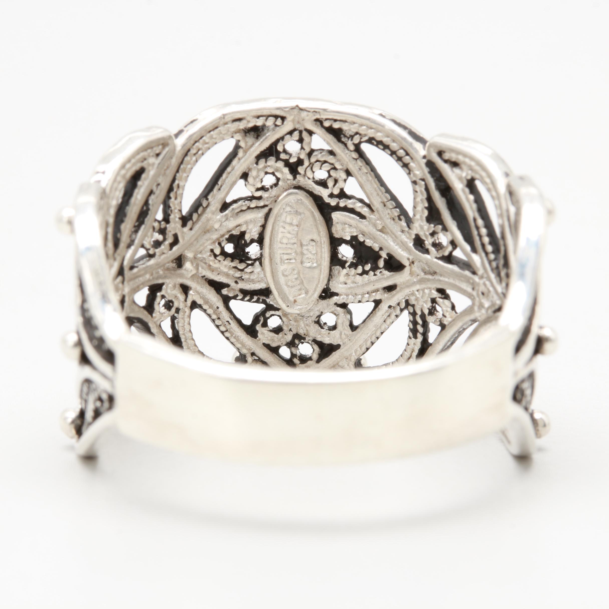Sterling Silver Openwork Textured Foliate Ring