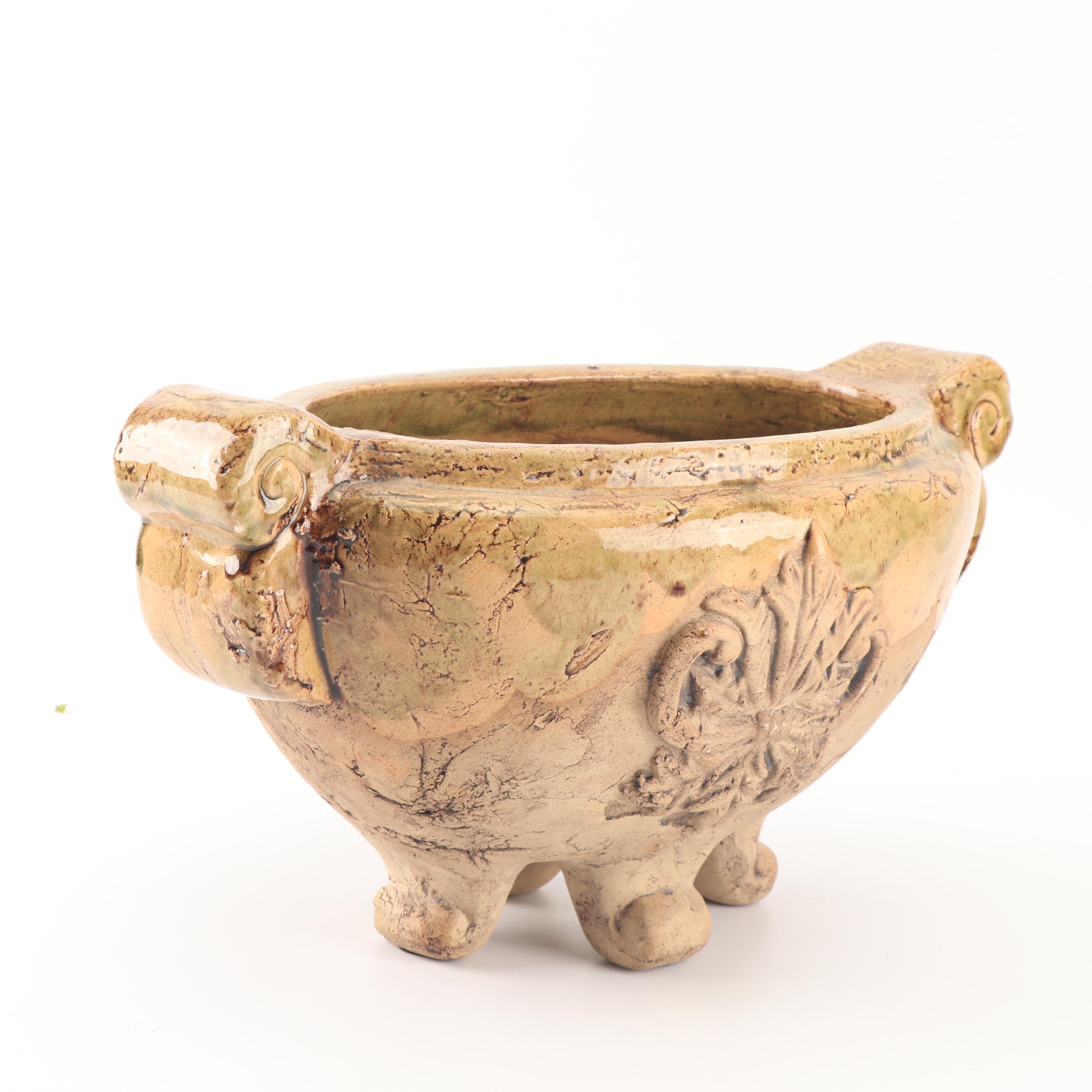 Contemporary Distressed Finish Earthenware Jug and Planter