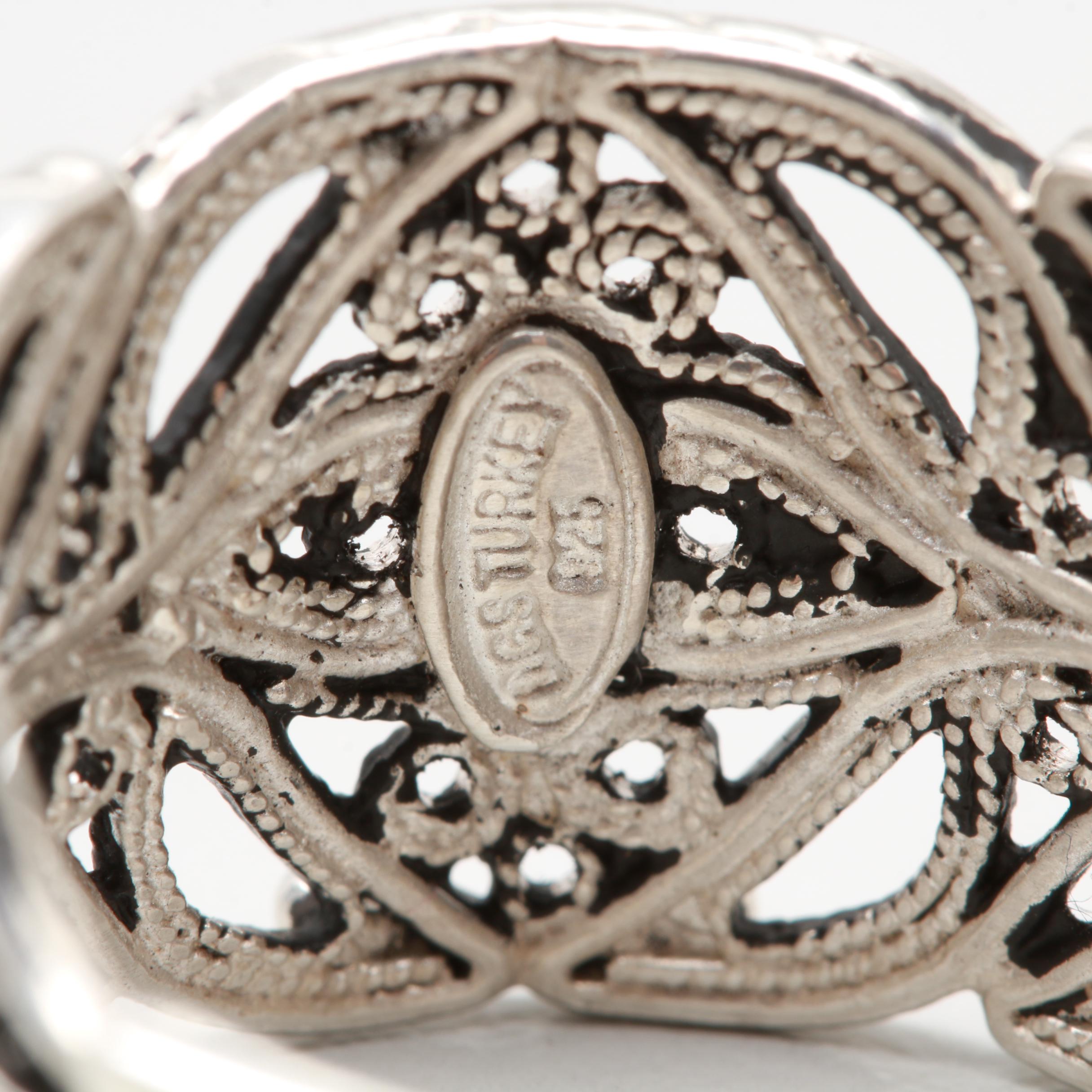 Sterling Silver Openwork Textured Foliate Ring