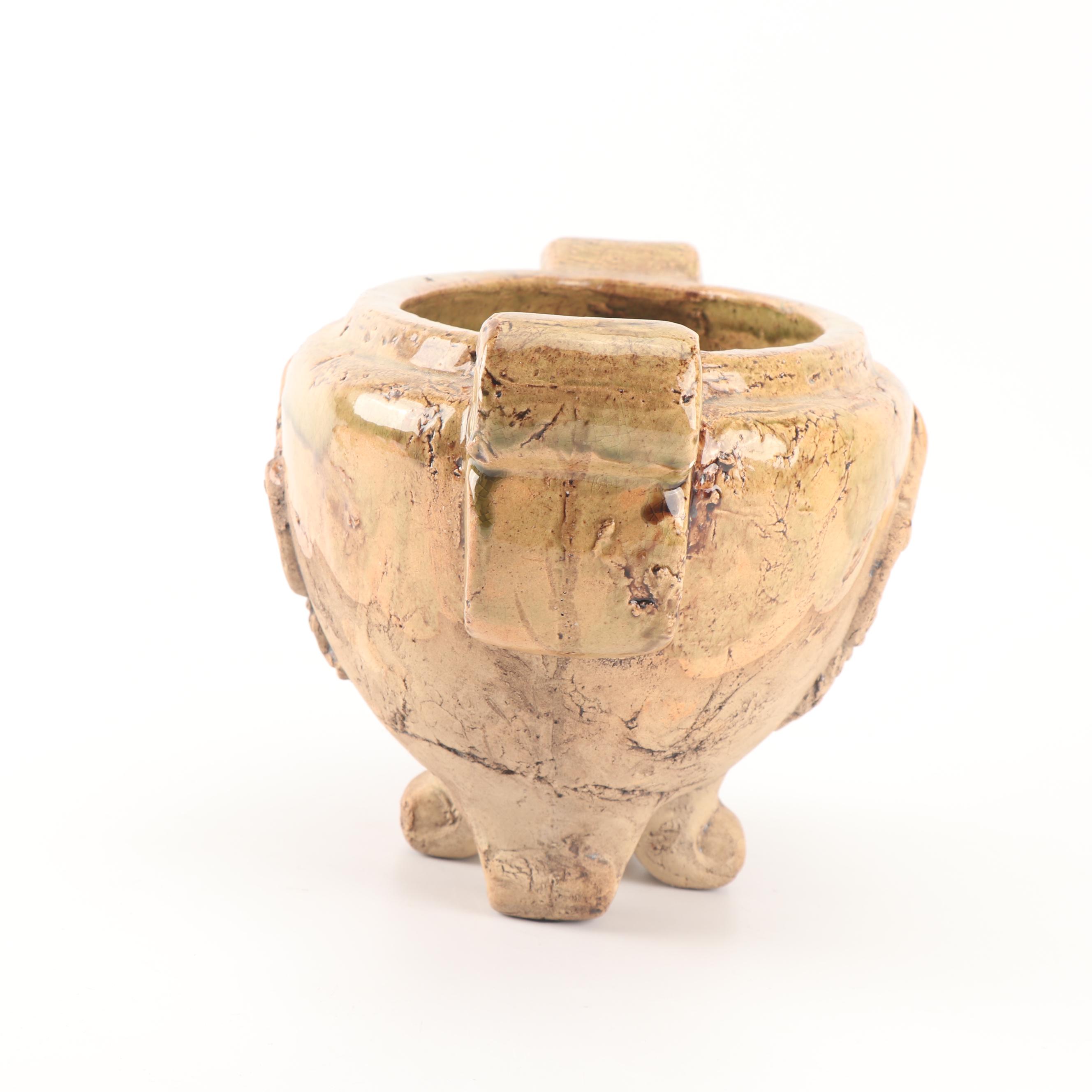 Contemporary Distressed Finish Earthenware Jug and Planter