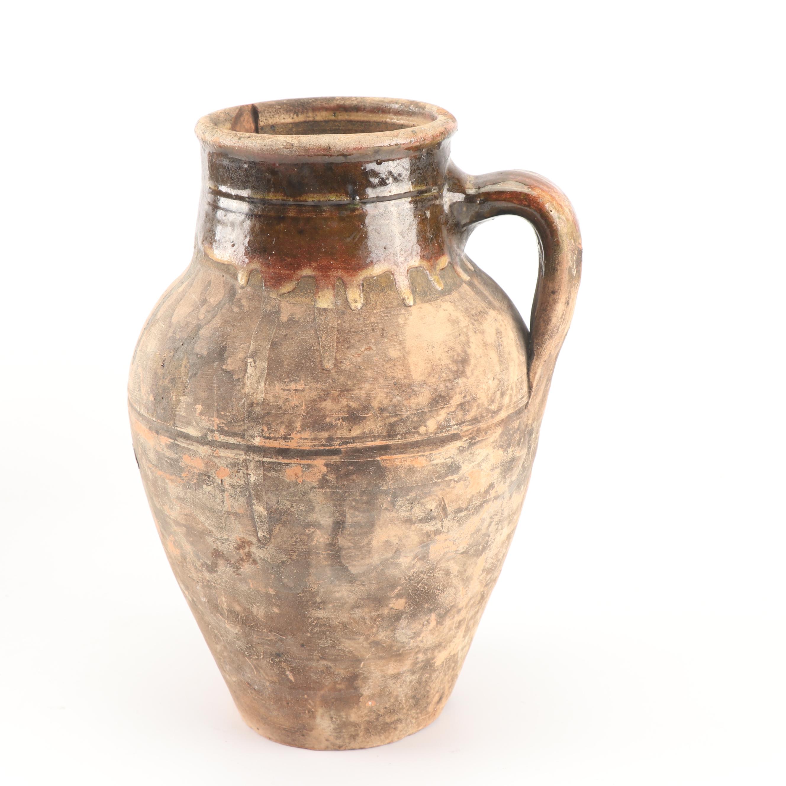 Contemporary Distressed Finish Earthenware Jug and Planter