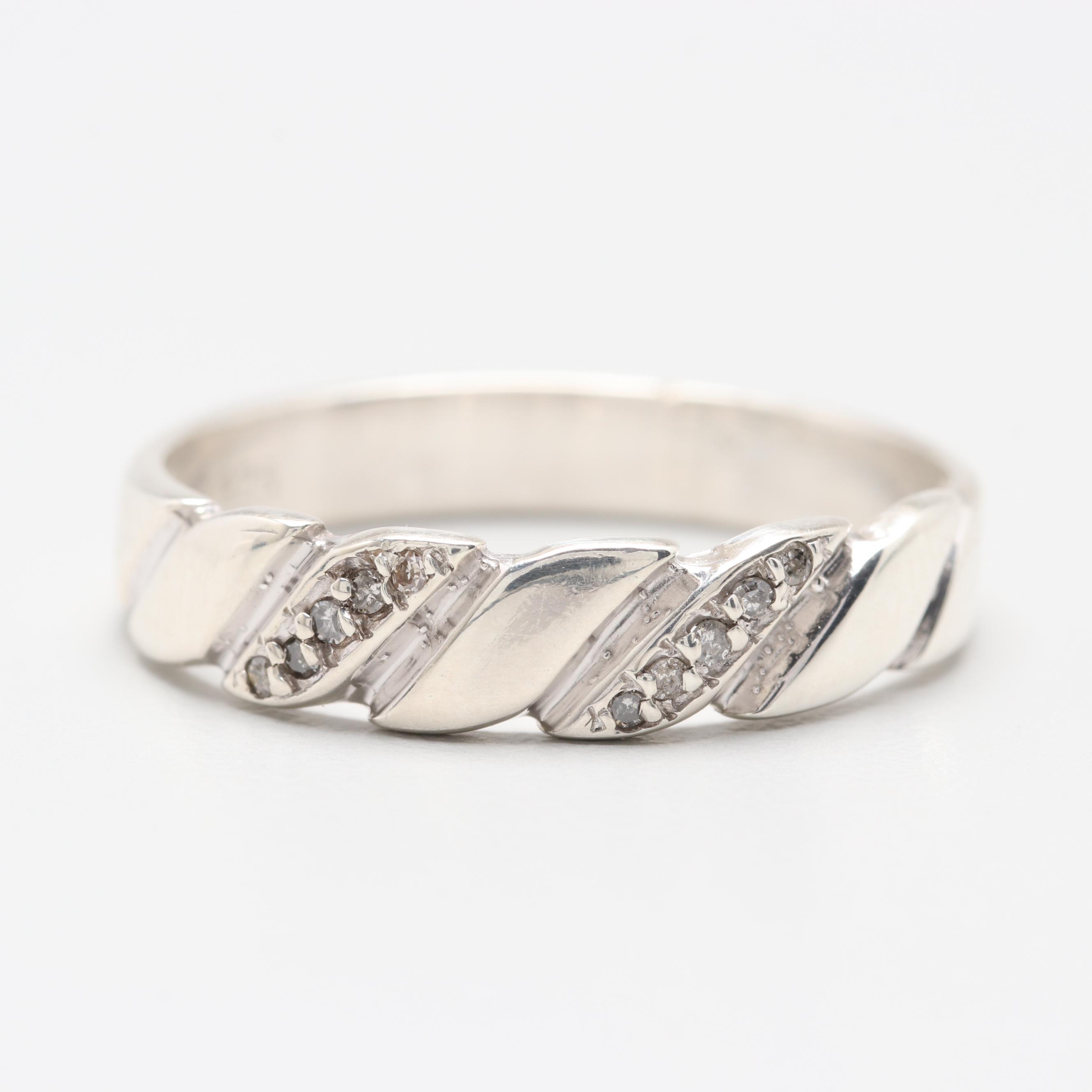 Sterling Silver Promotional Diamond Beveled Ring