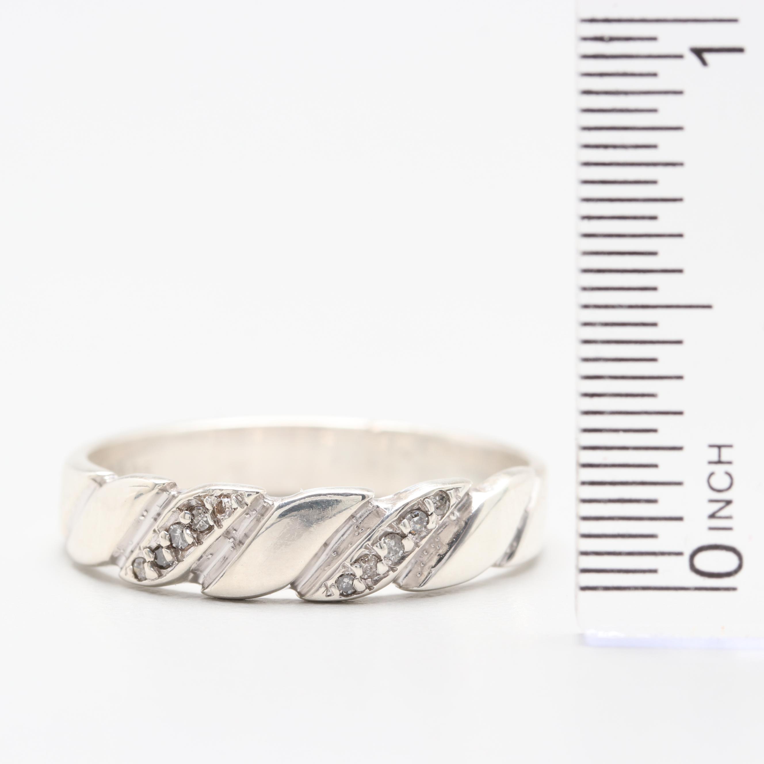 Sterling Silver Promotional Diamond Beveled Ring