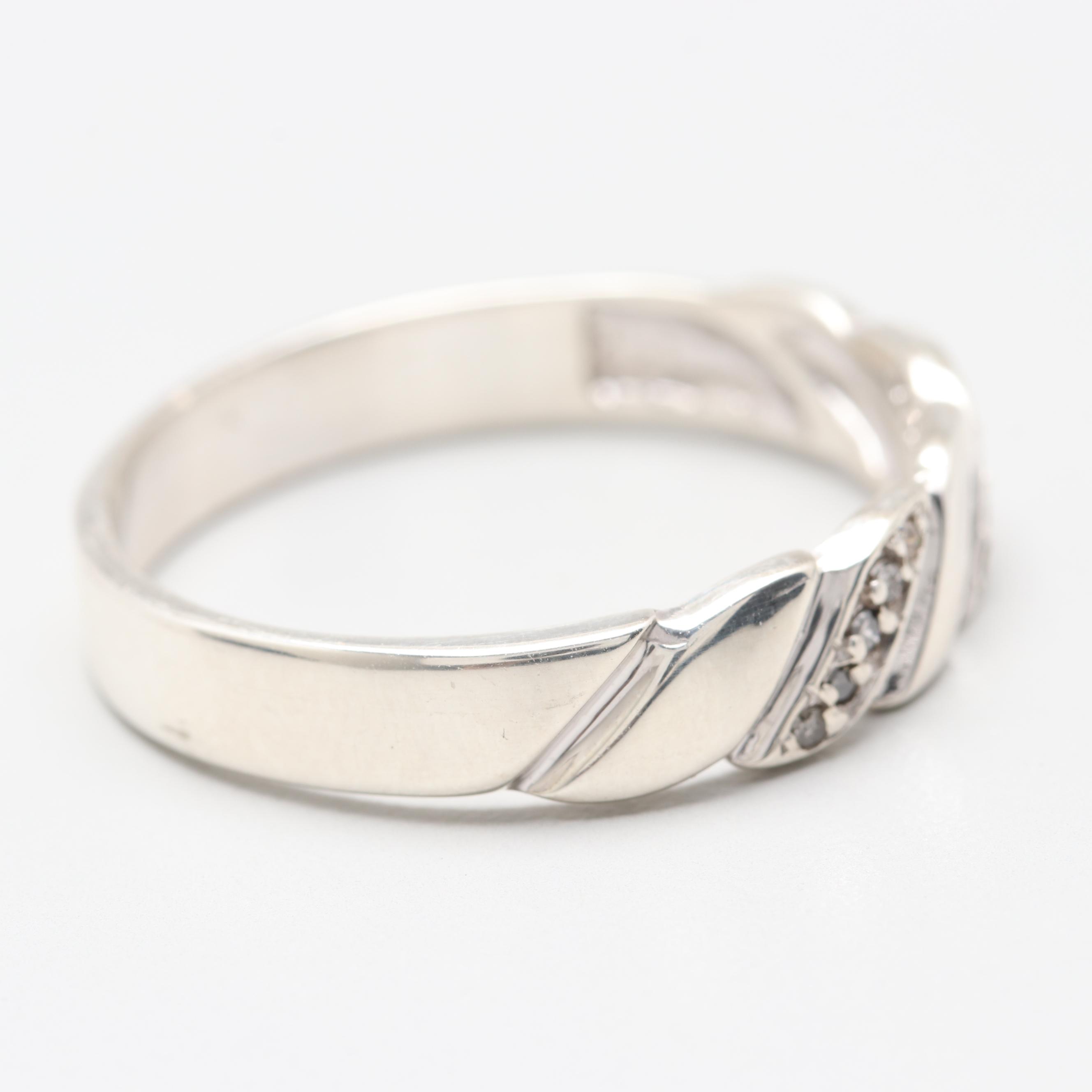 Sterling Silver Promotional Diamond Beveled Ring