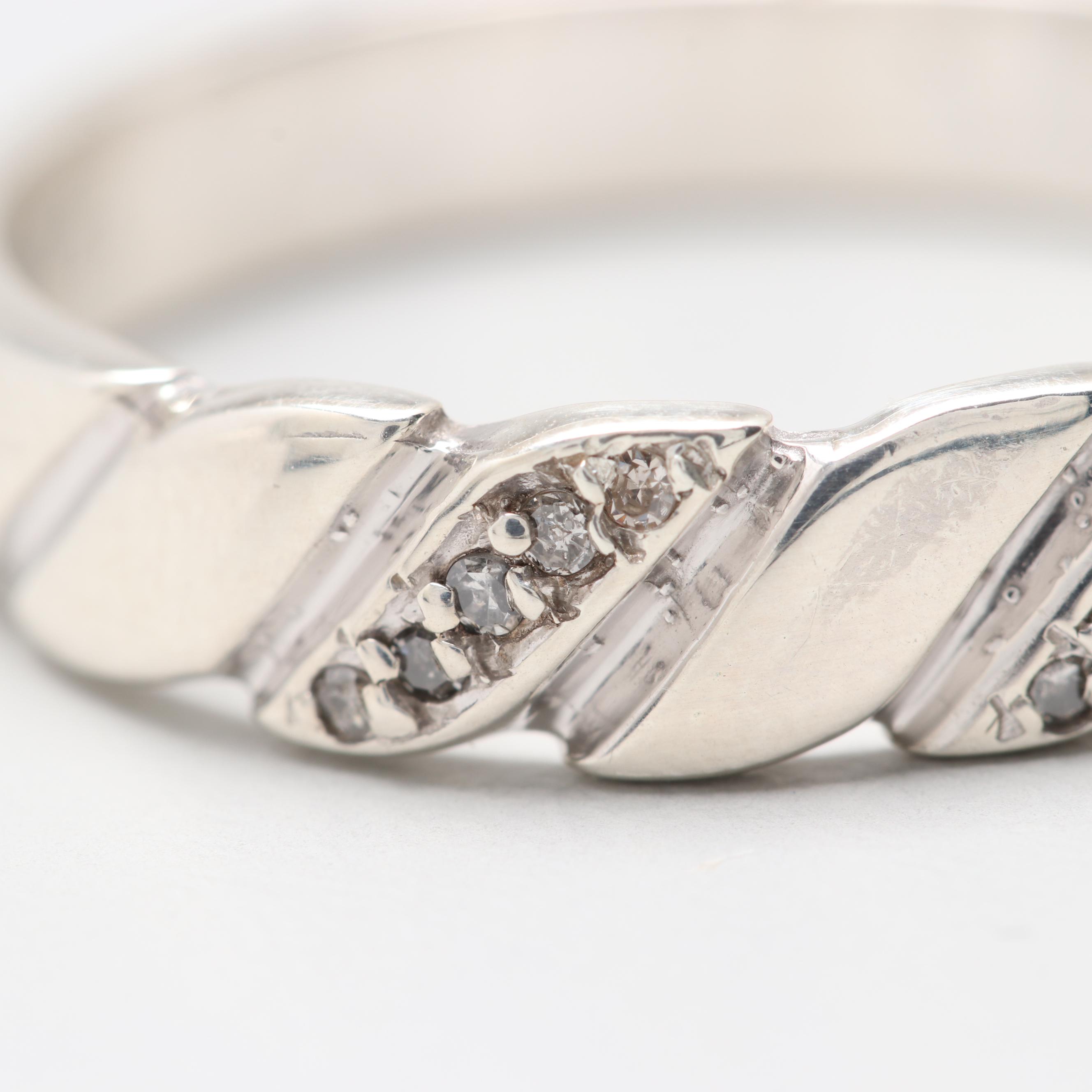 Sterling Silver Promotional Diamond Beveled Ring