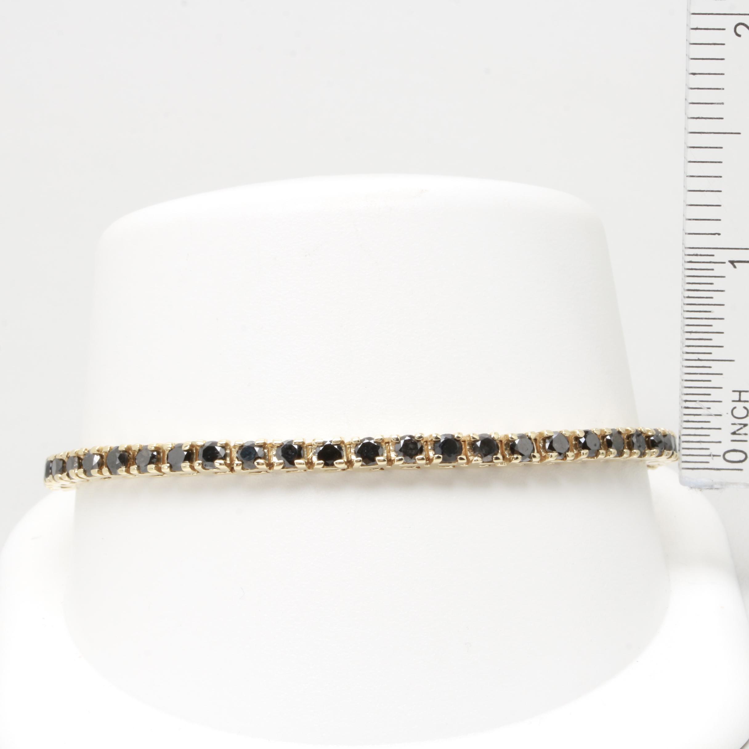 14K Yellow Gold 7.20 CTW Black Diamond Tennis Bracelet
