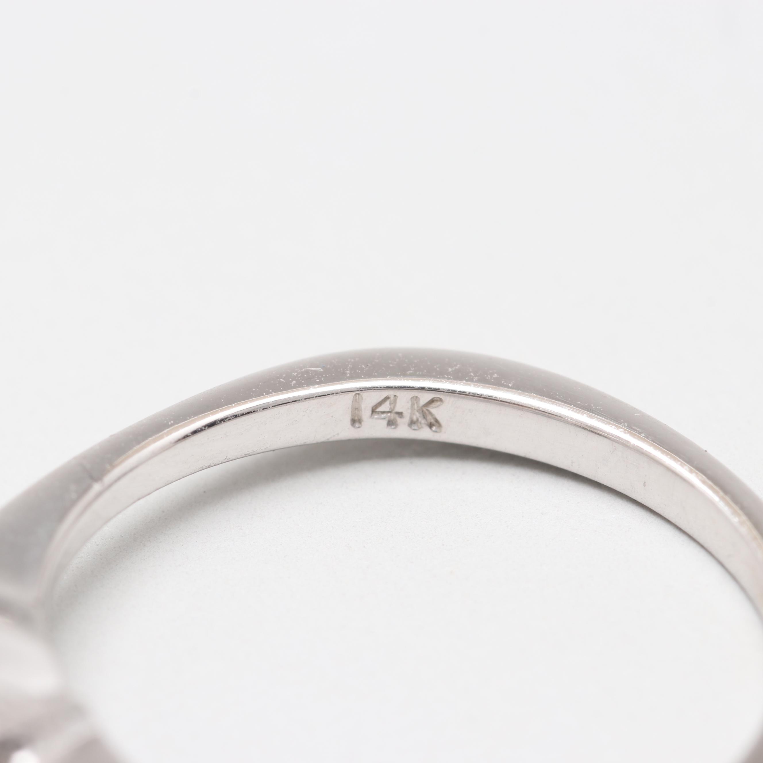 14K White Gold Diamond Interlocking Floral Ring Set