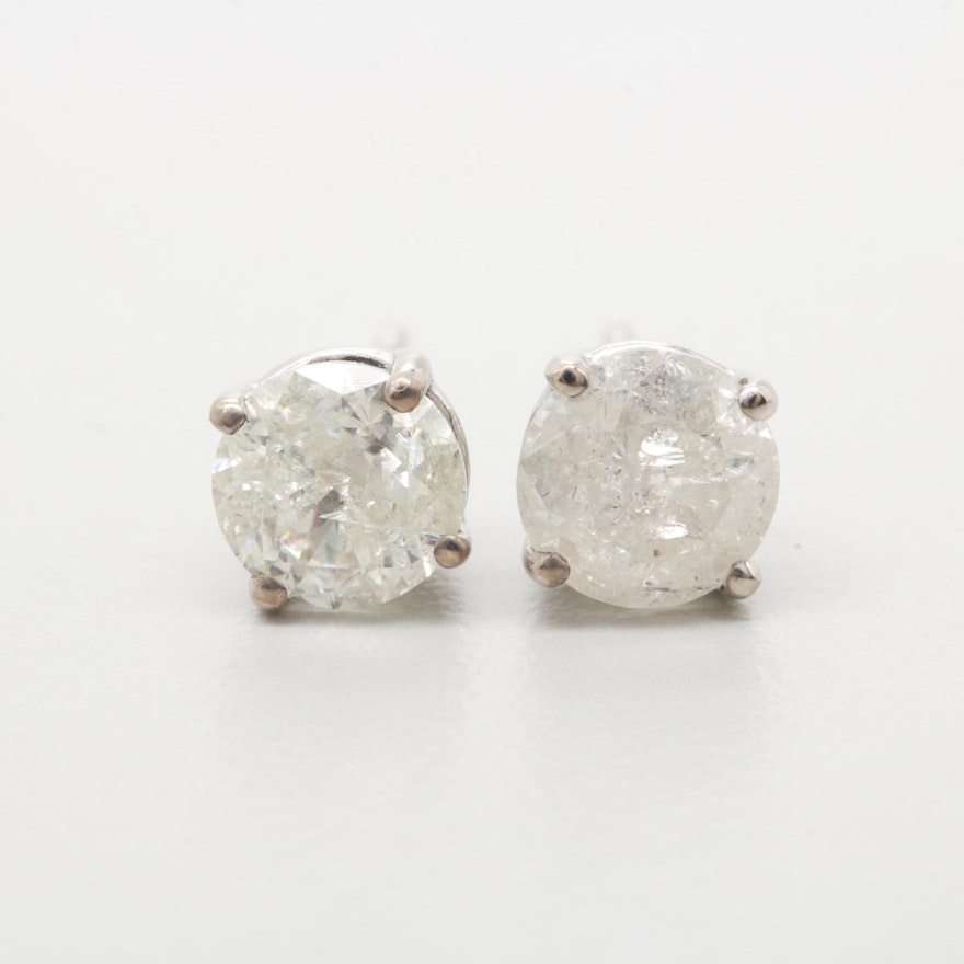 14K White Gold 1.33 CTW Diamond Stud Earrings