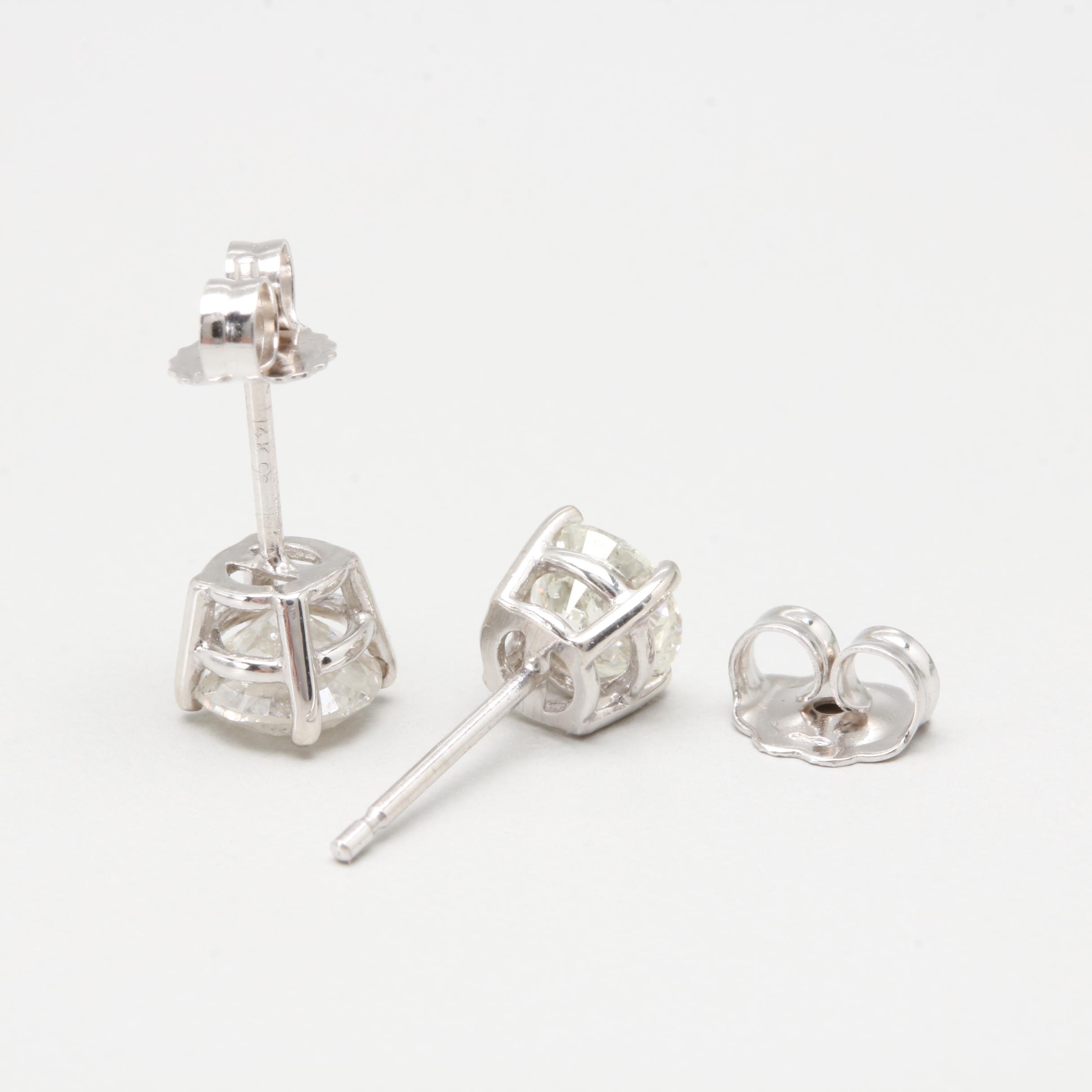 14K White Gold 1.33 CTW Diamond Stud Earrings