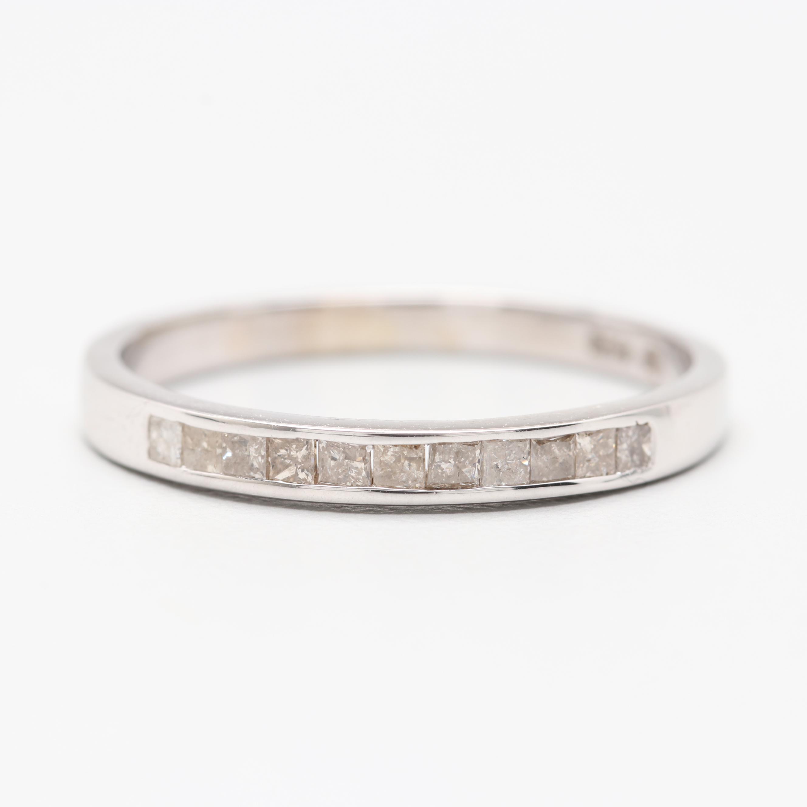 14K White Gold Channel Set Diamond Band Ring