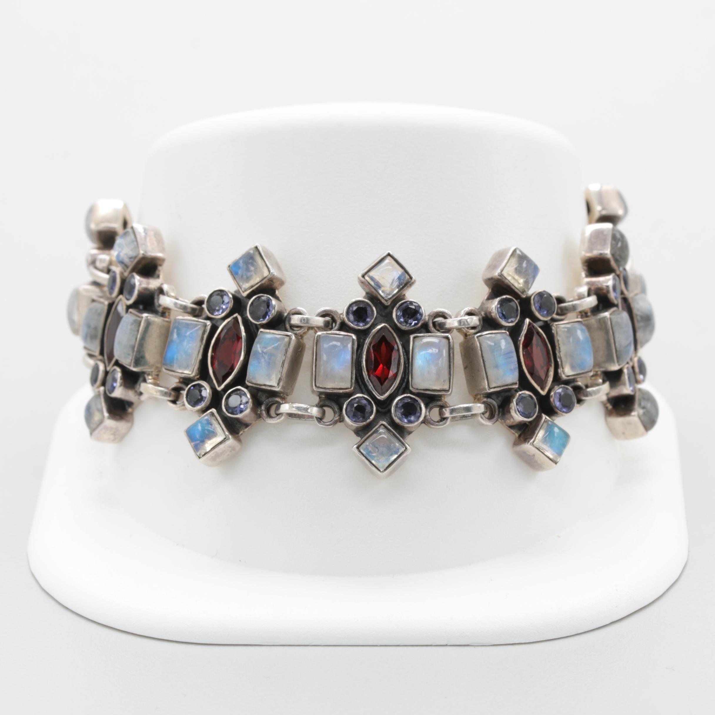 Nicky Butler Sterling Silver Bracelet with Garnet and Labradorite