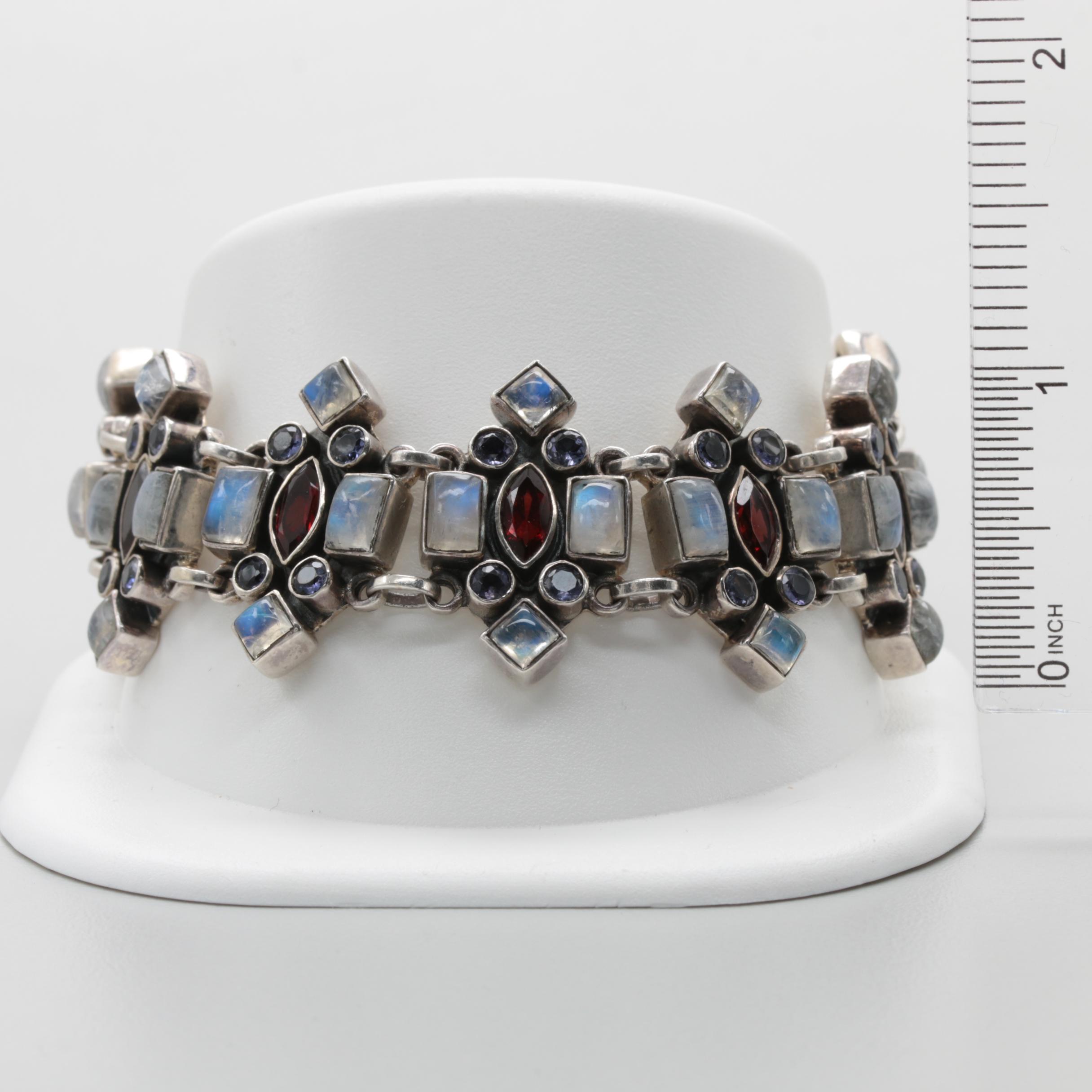 Nicky Butler Sterling Silver Bracelet with Garnet and Labradorite