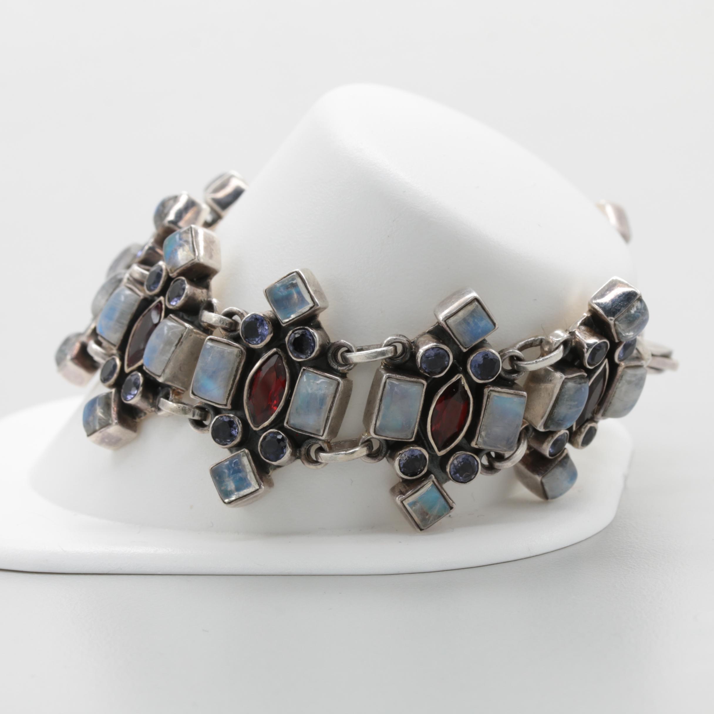 Nicky Butler Sterling Silver Bracelet with Garnet and Labradorite
