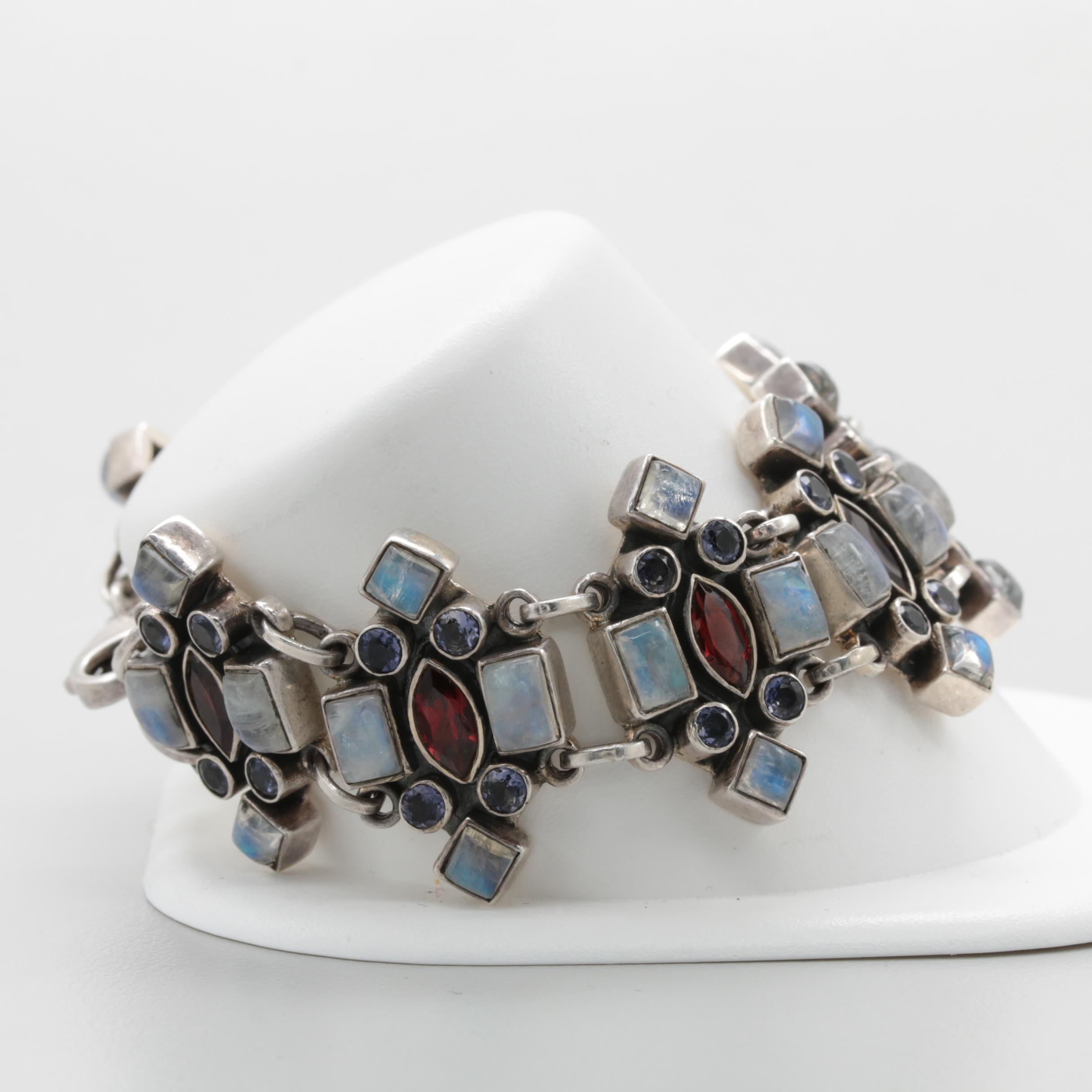 Nicky Butler Sterling Silver Bracelet with Garnet and Labradorite