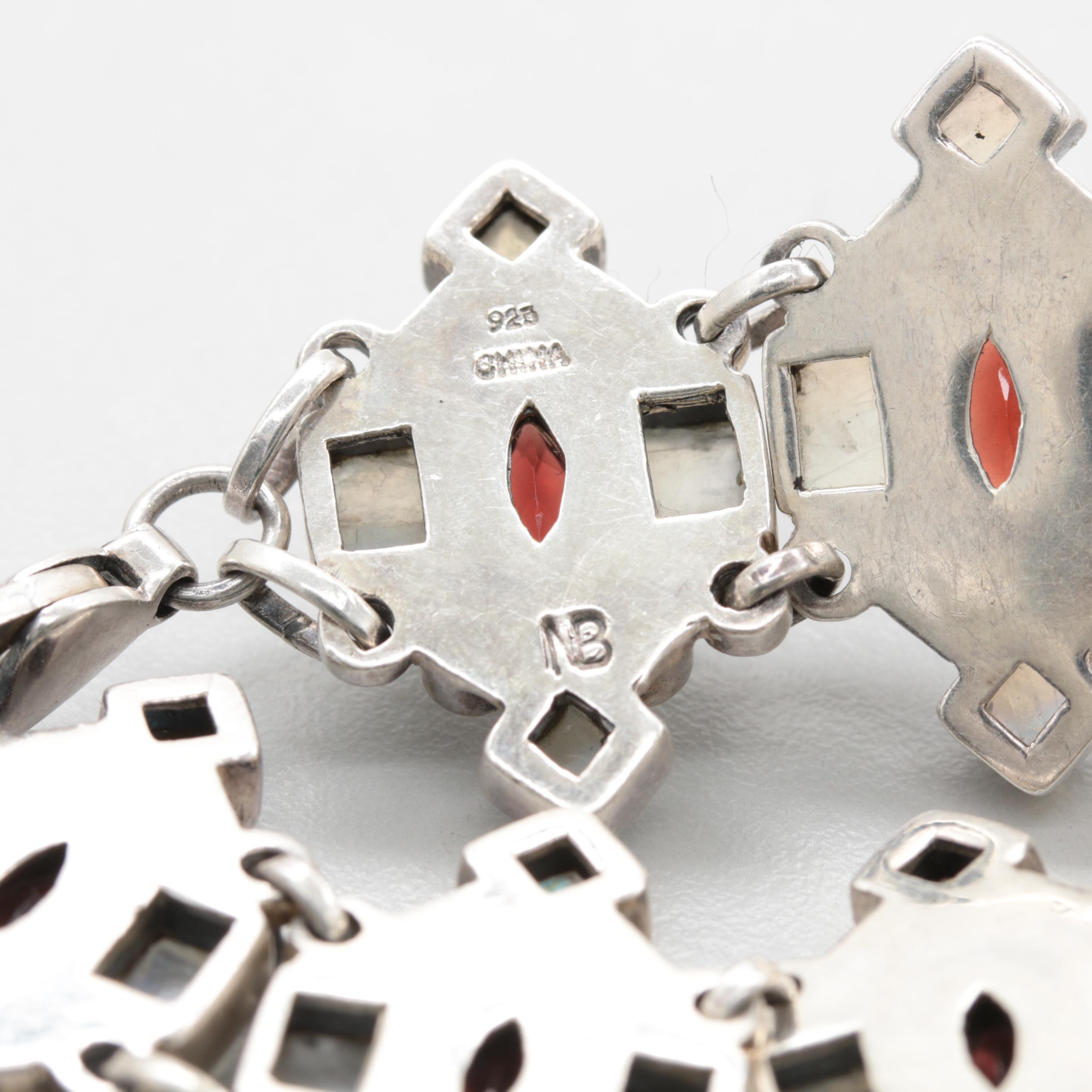 Nicky Butler Sterling Silver Bracelet with Garnet and Labradorite