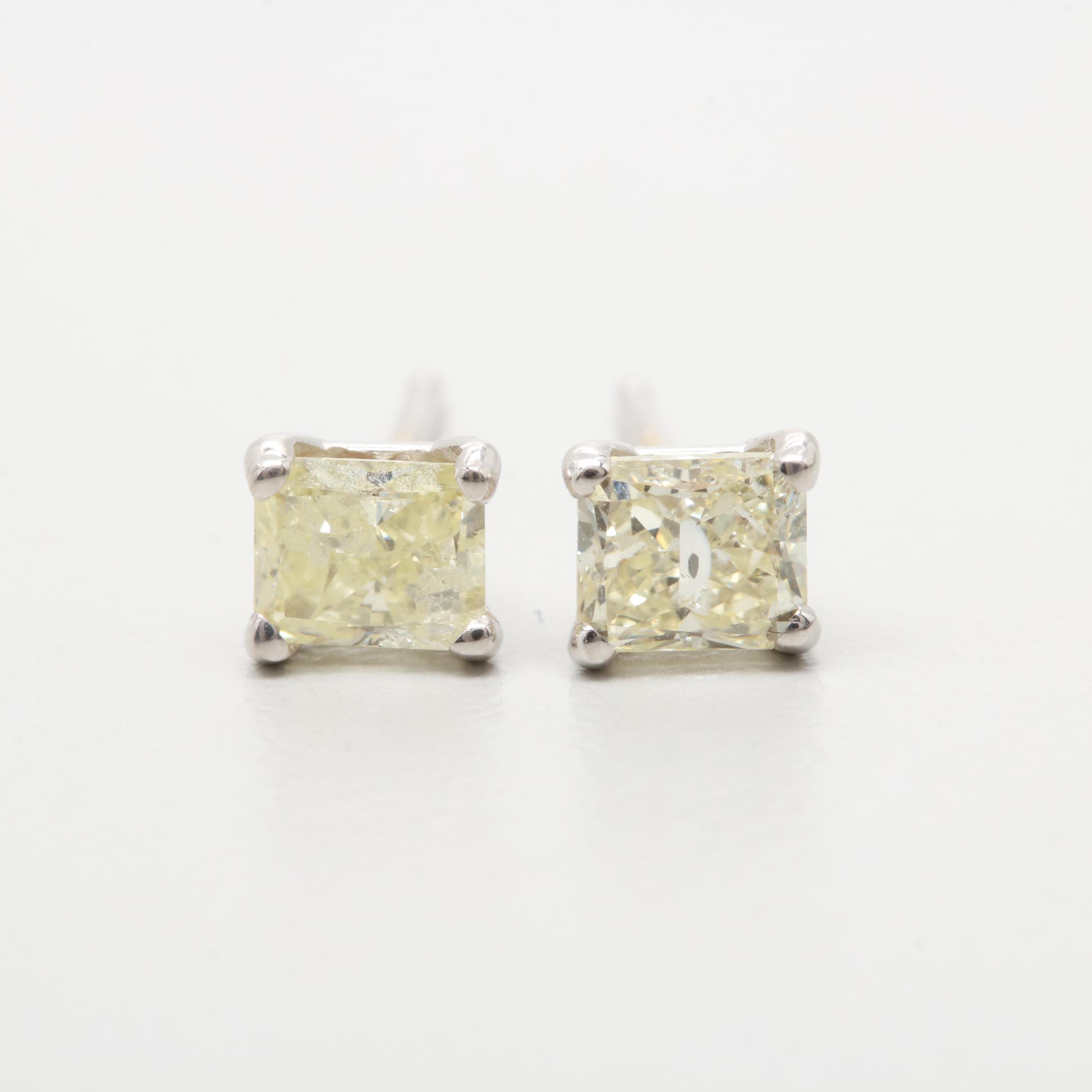 14K White Gold Diamond Stud Earrings