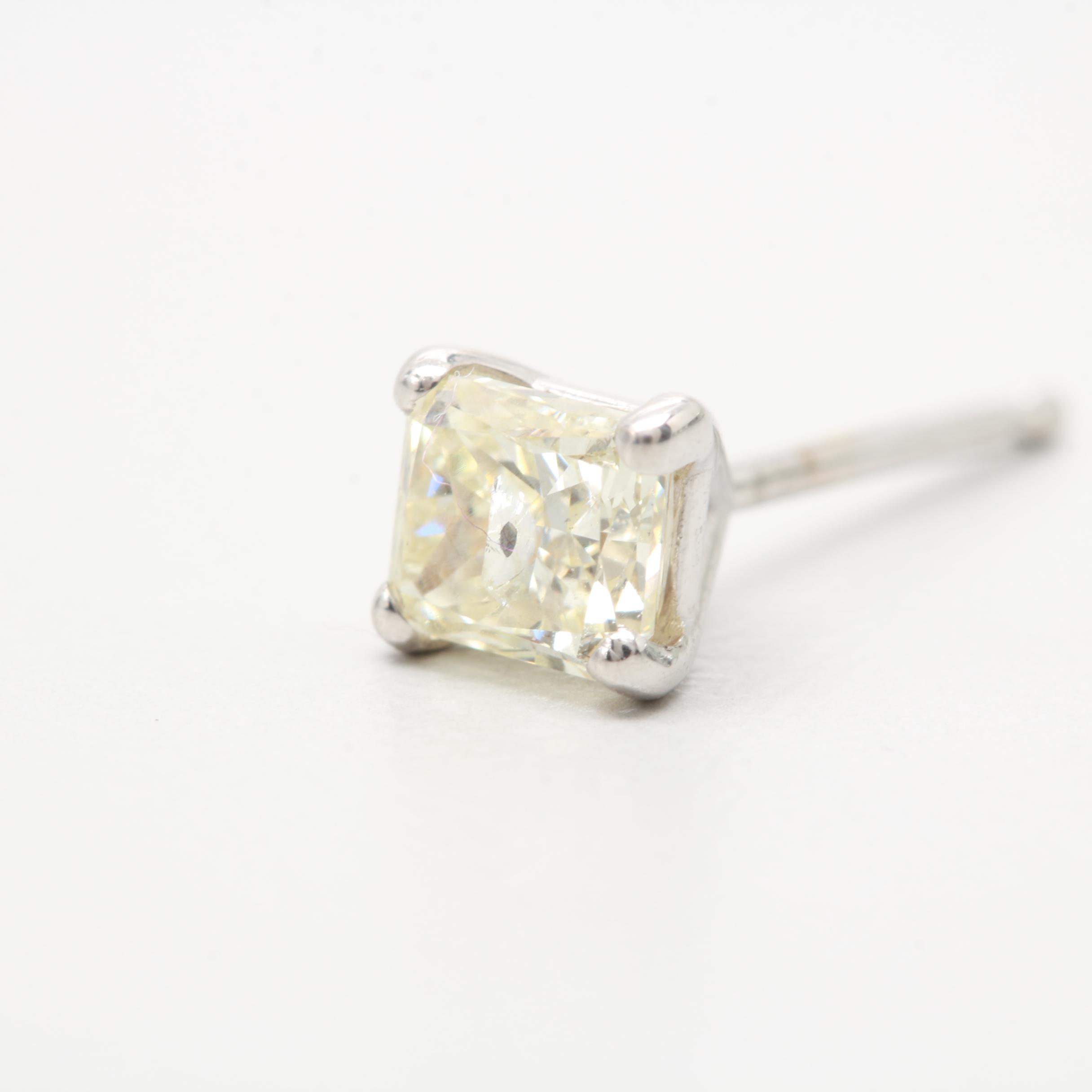 14K White Gold Diamond Stud Earrings