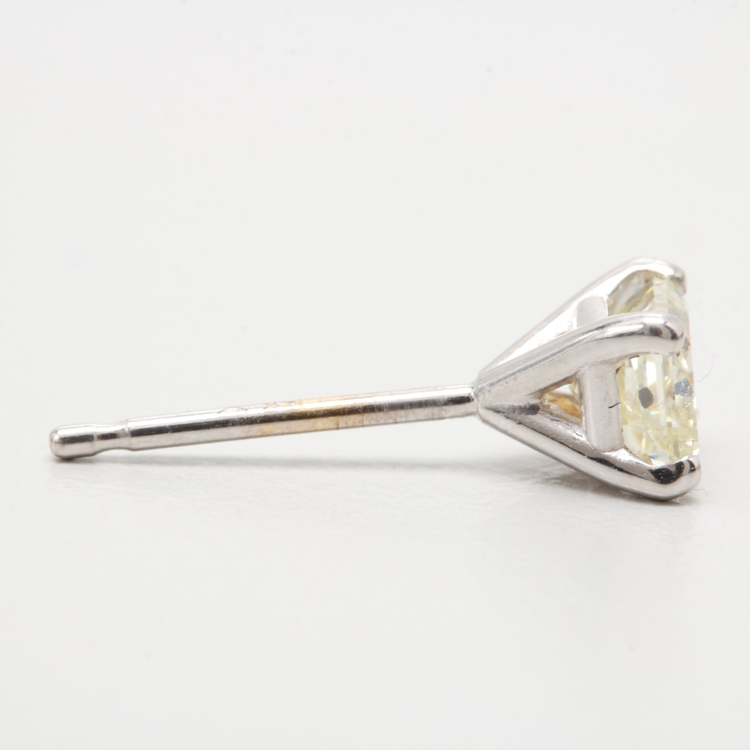 14K White Gold Diamond Stud Earrings