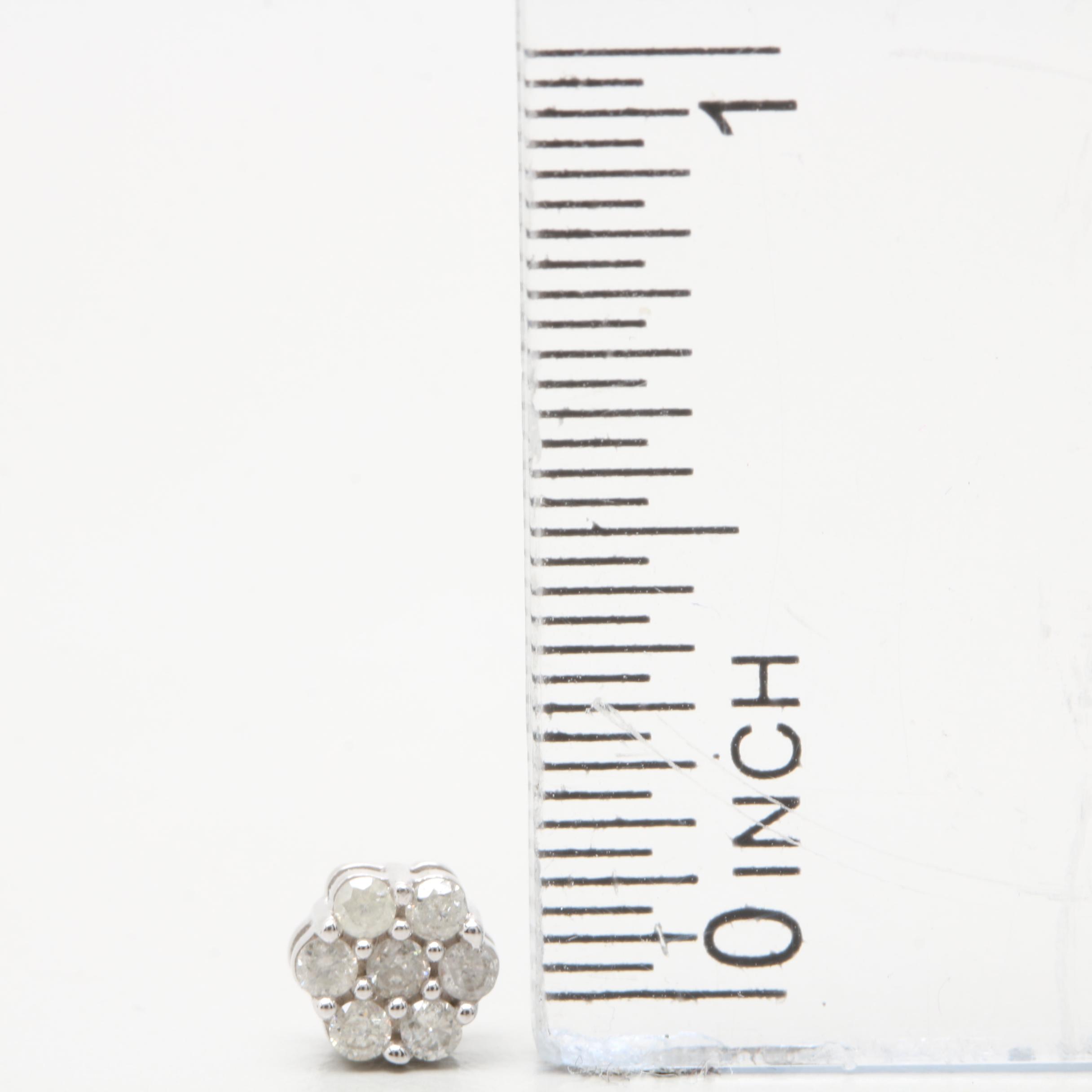 10K White Gold Diamond Stud Earrings